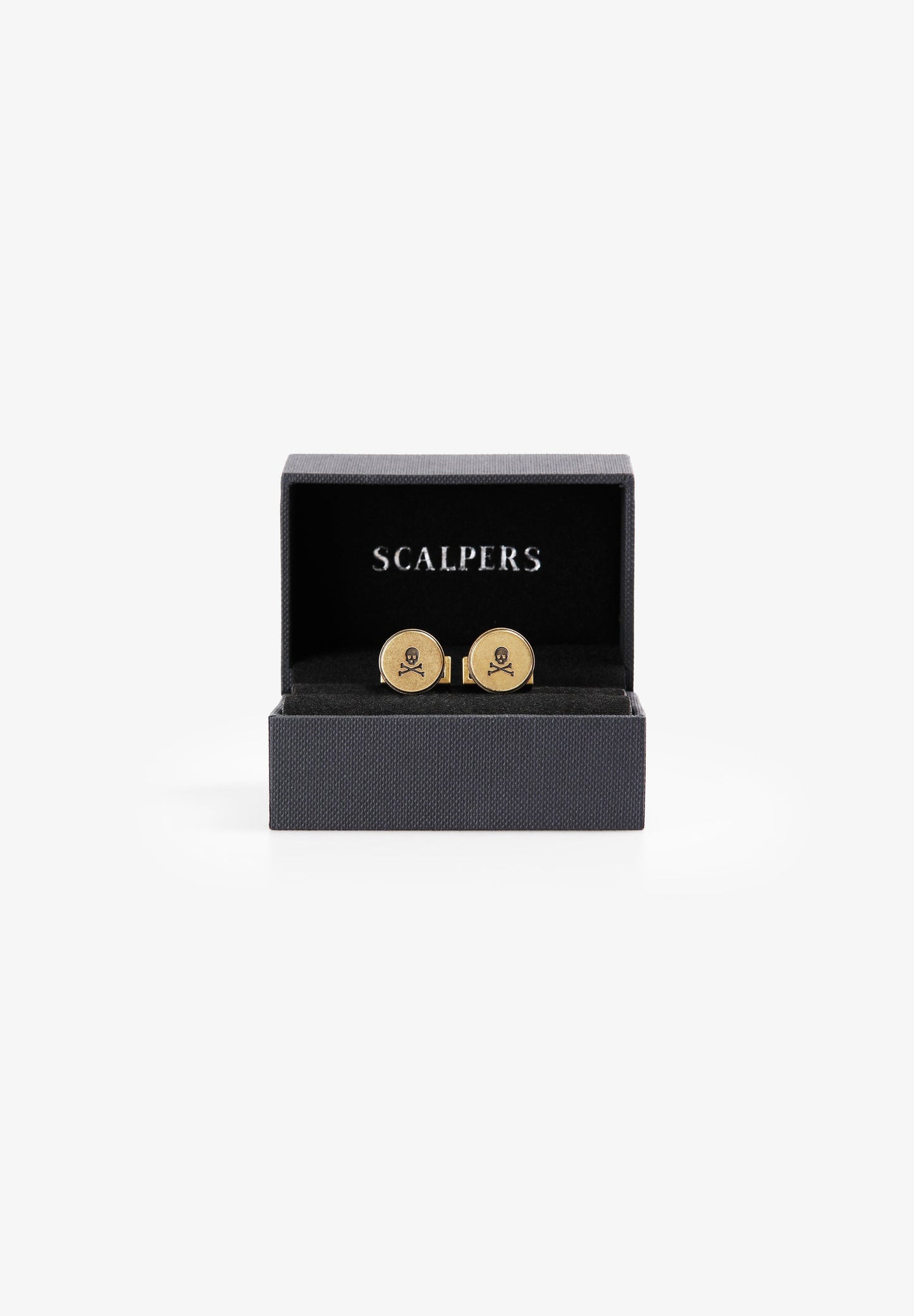 GEMELOS LATÓN CALAVERA GRABADA - Scalpers