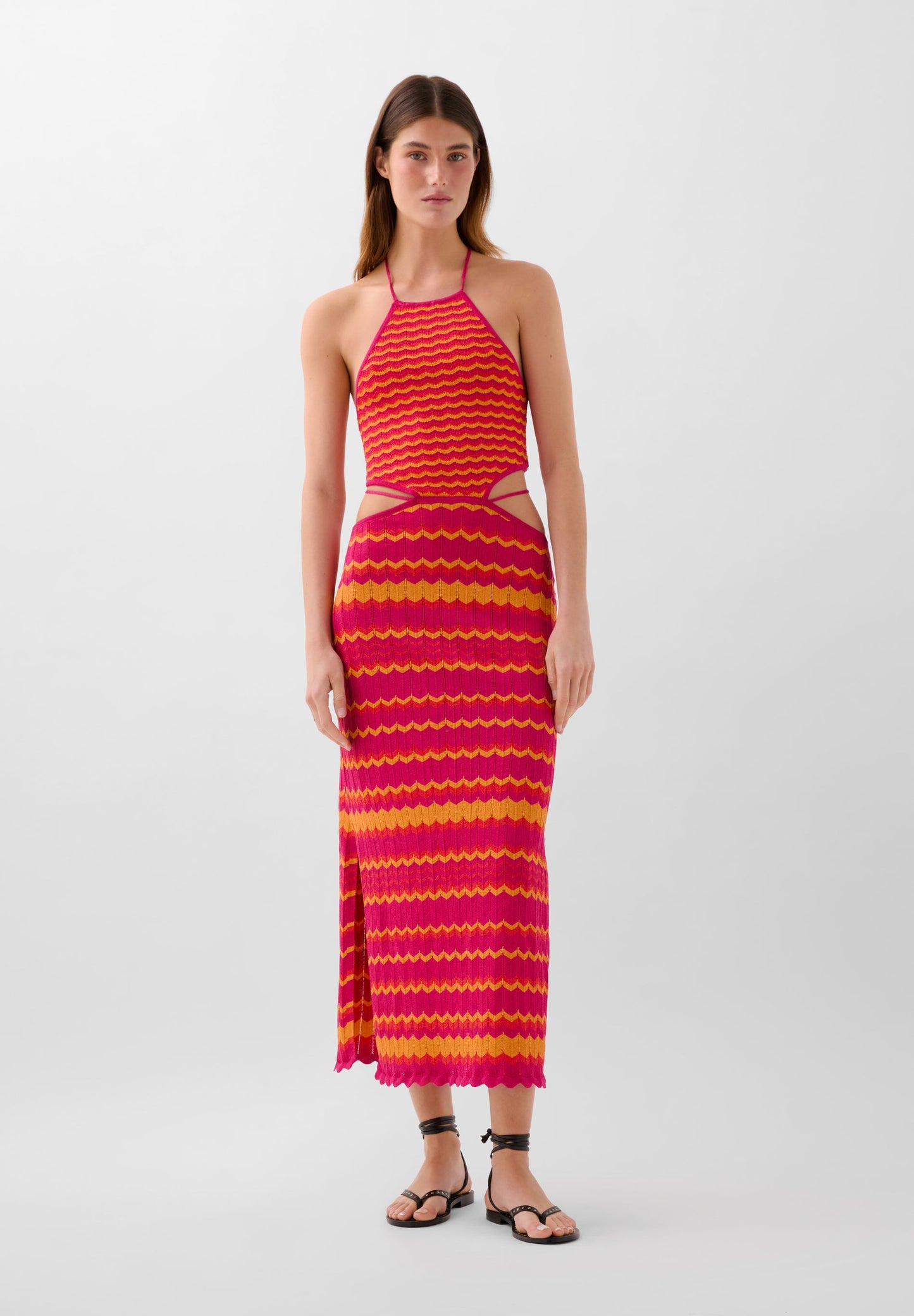 VESTIDO PUNTO BICOLOR ABERTURAS