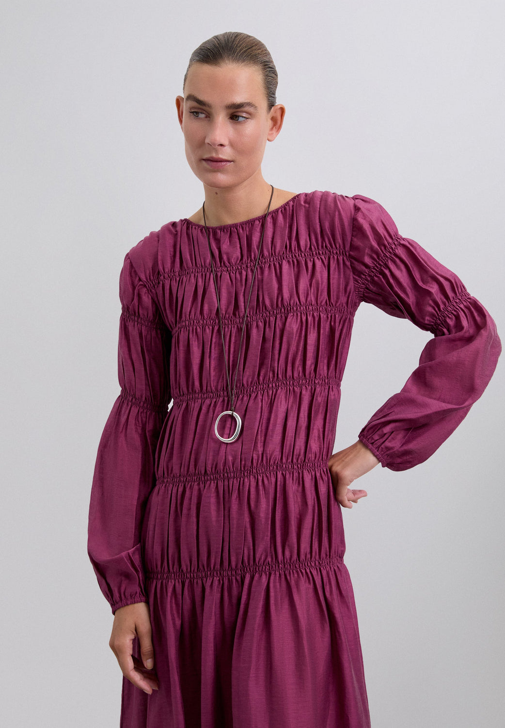 VESTIDO SMOCK MANGA ABULLONADA - Scalpers