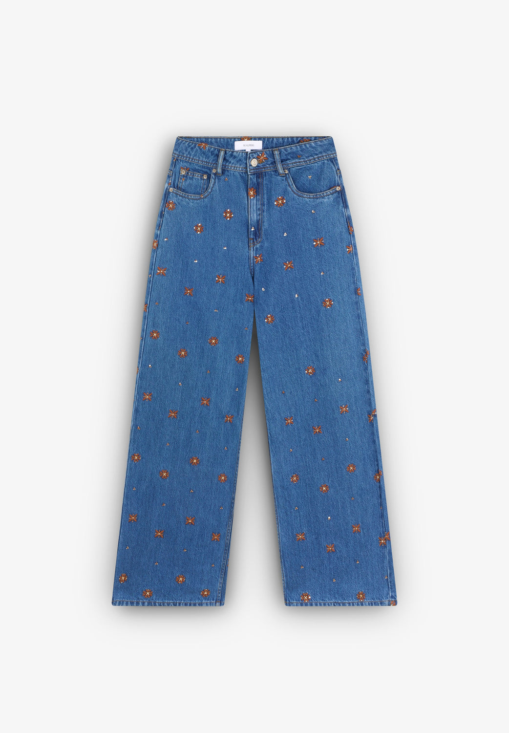 PANTALÓN DENIM RECTO FLORES - Scalpers