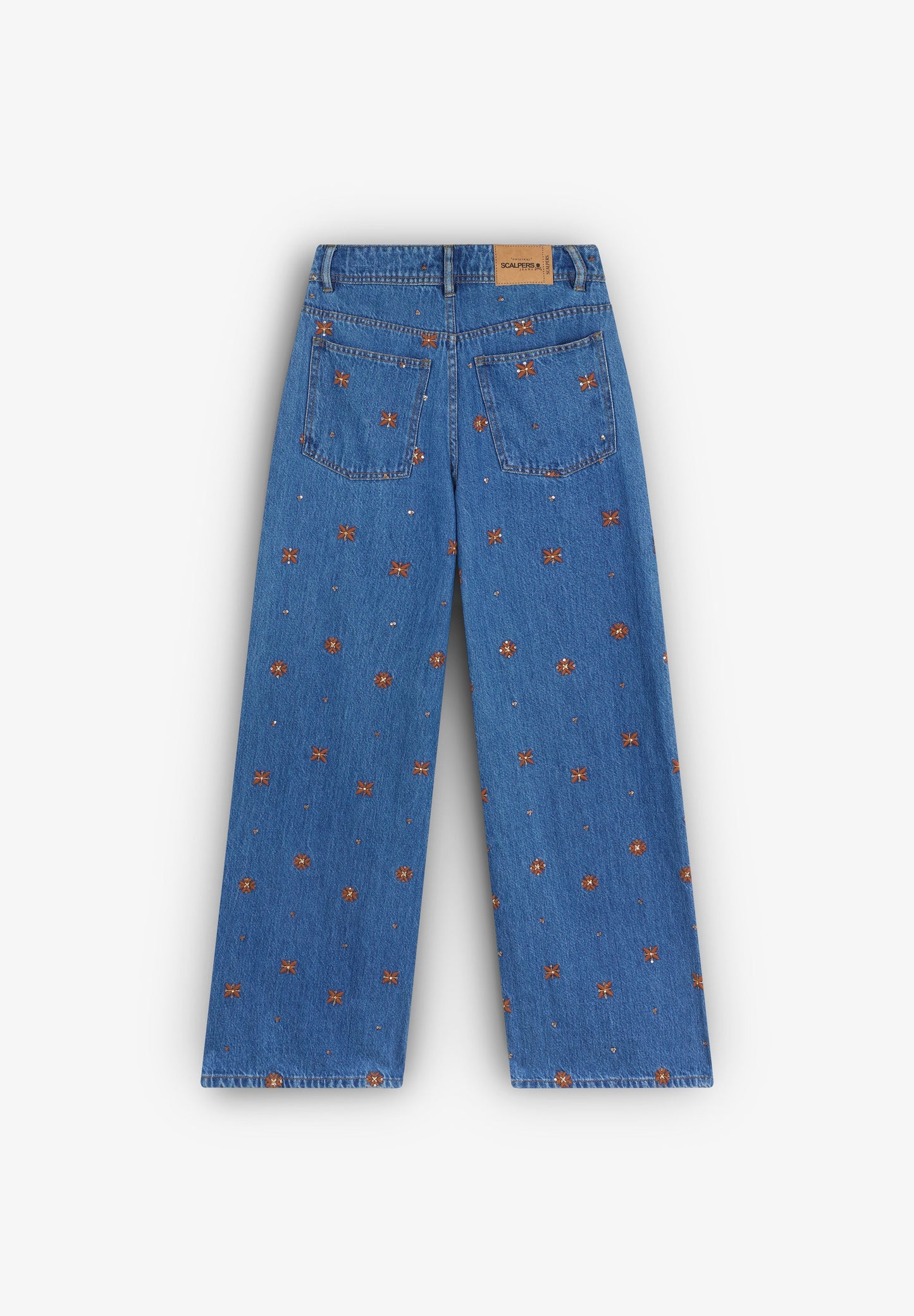 PANTALÓN DENIM RECTO FLORES - Scalpers
