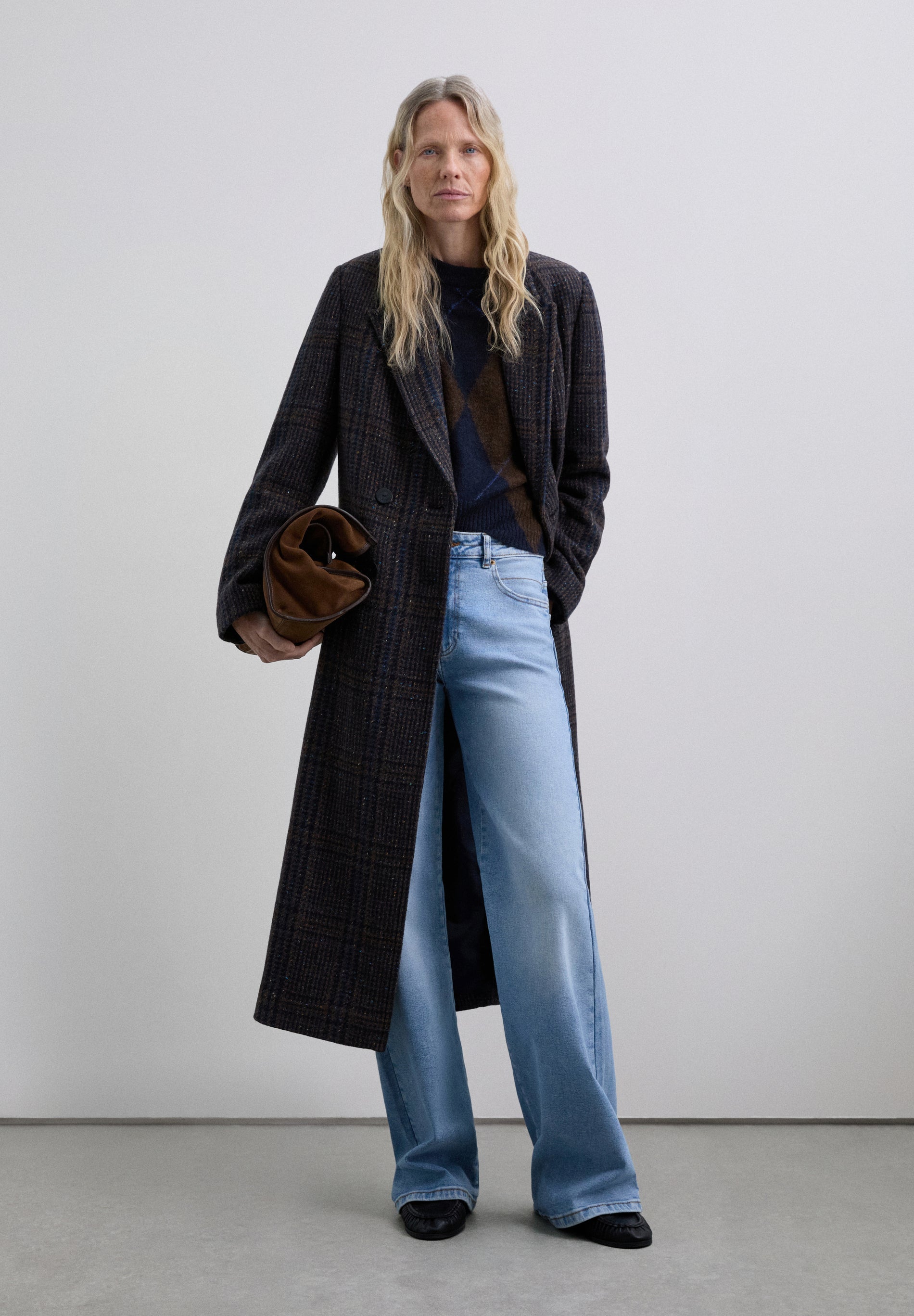 ABRIGO LARGO LANA CUADROS - Scalpers