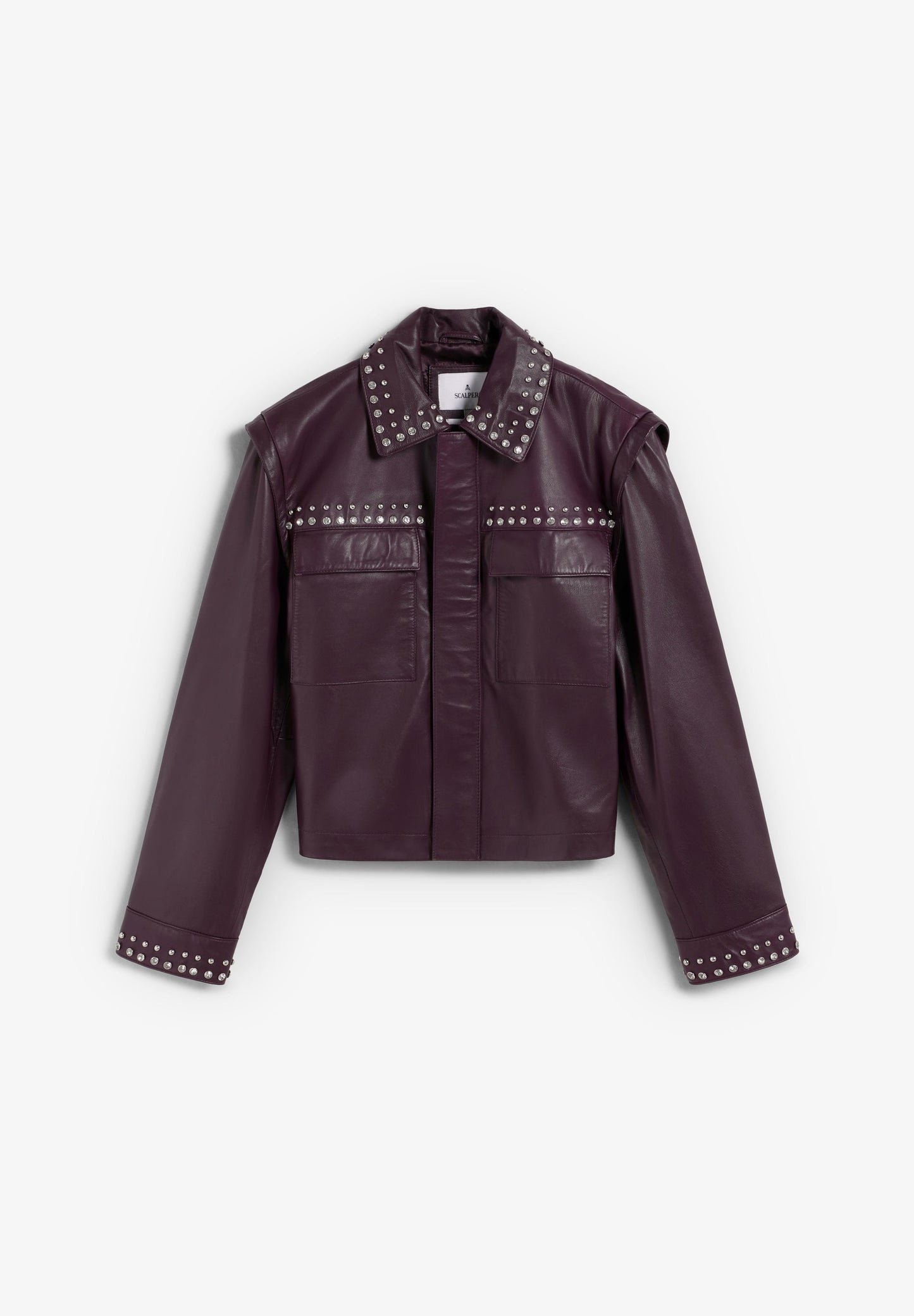 CHAQUETA BURDEOS TACHUELAS PIEL - Scalpers