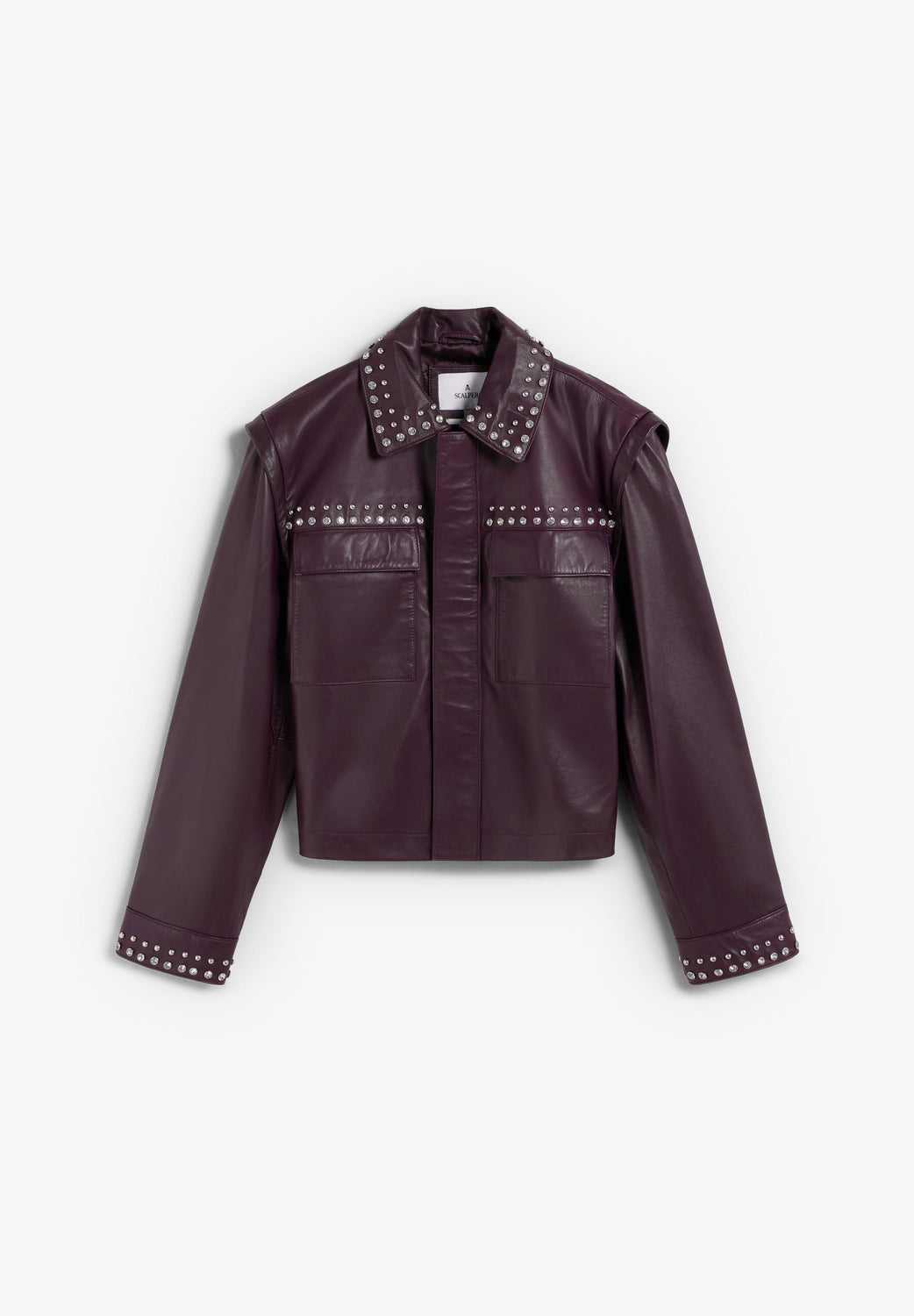 CHAQUETA BURDEOS TACHUELAS PIEL - Scalpers