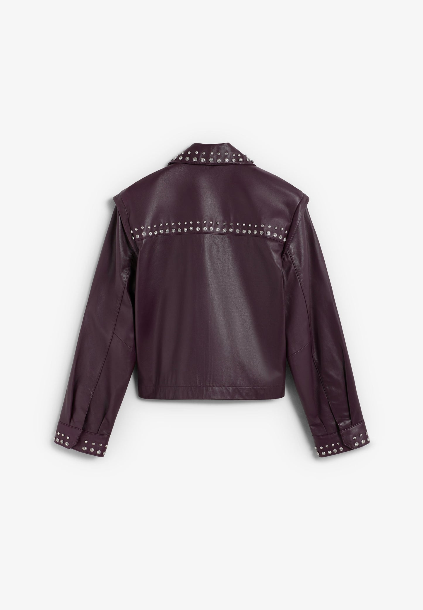 CHAQUETA BURDEOS TACHUELAS PIEL - Scalpers