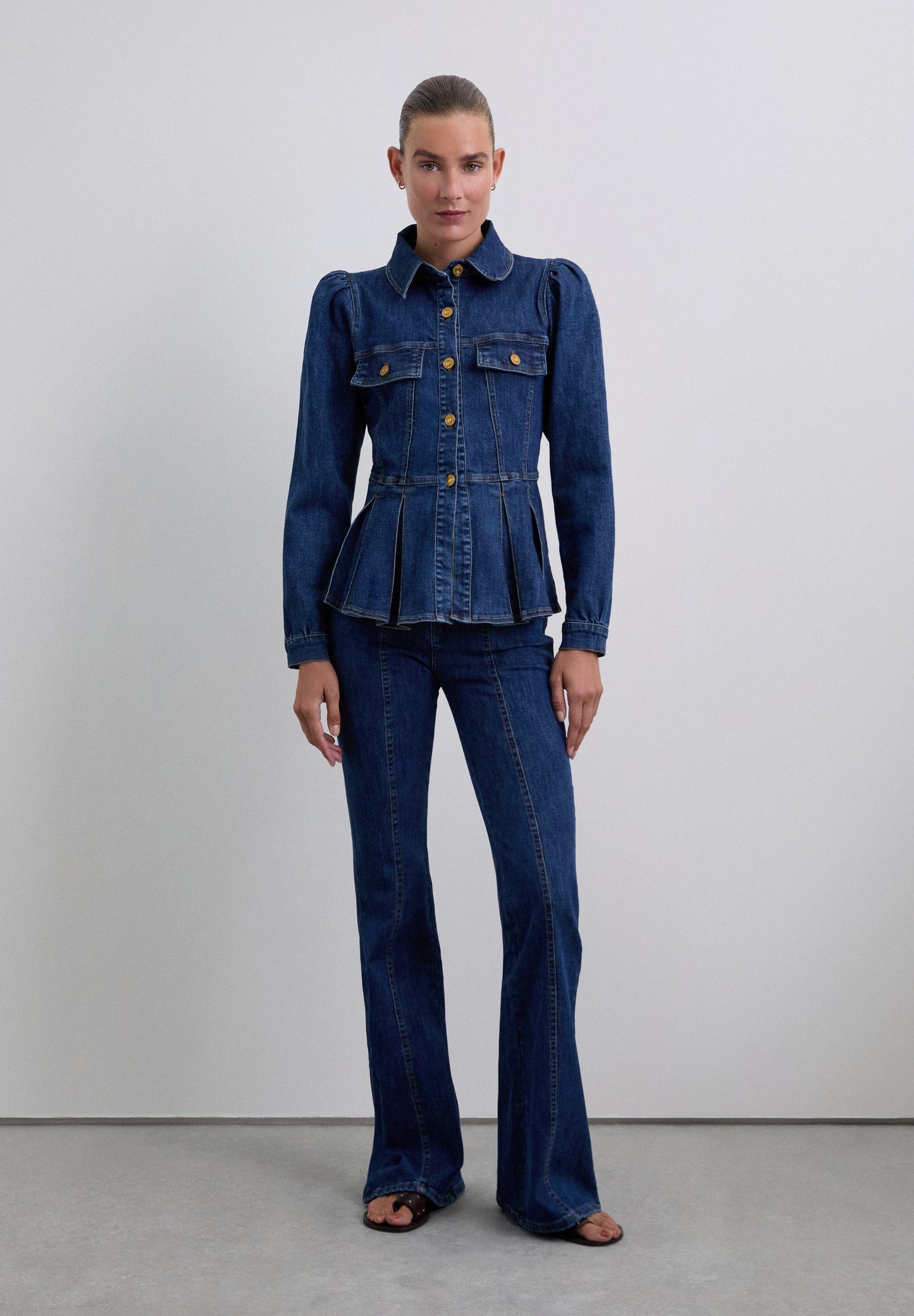 CAMISA DENIM MANGA ABULLONADA - Scalpers