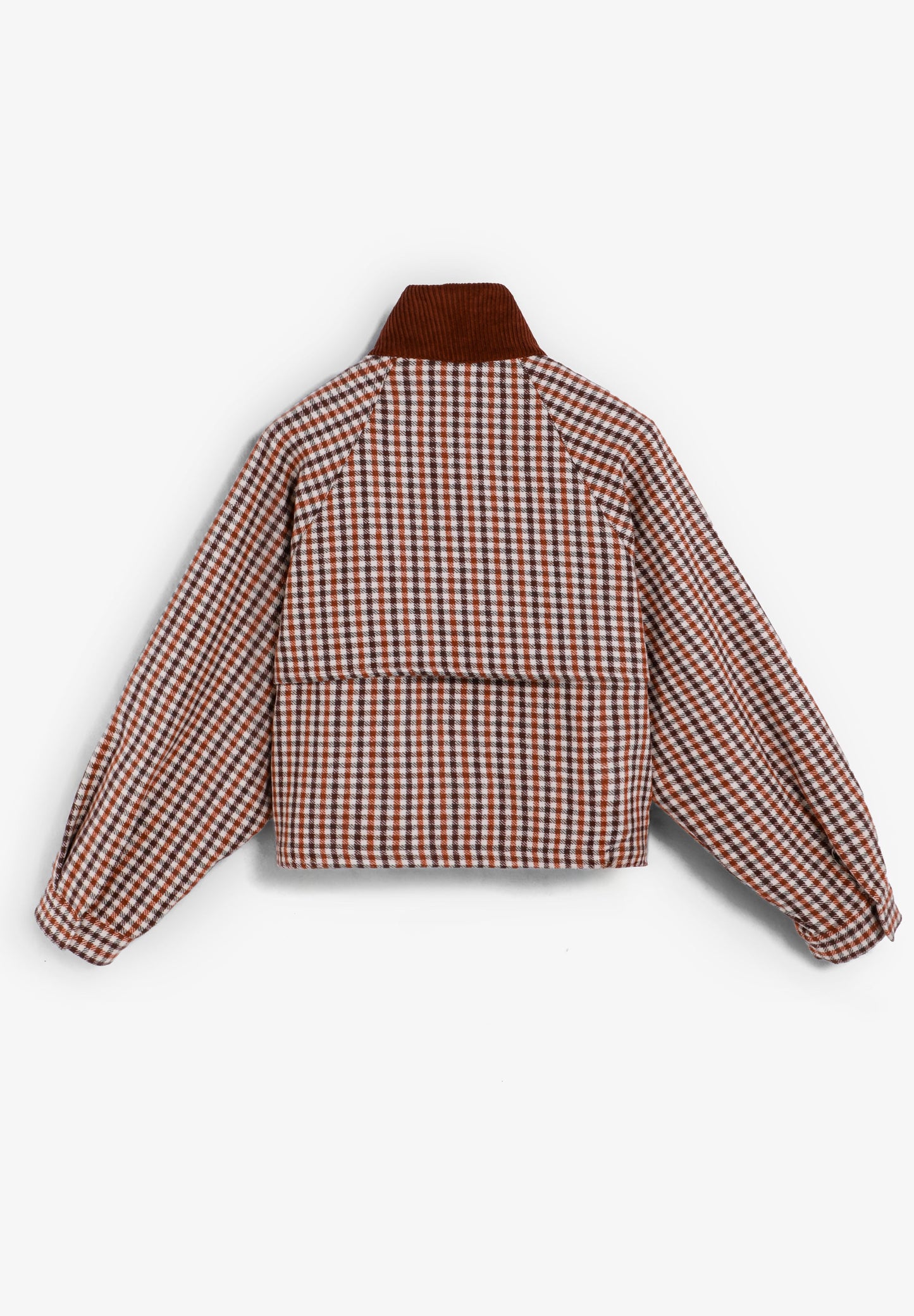 CHAQUETA BOMBER CUADROS CUELLO PANA