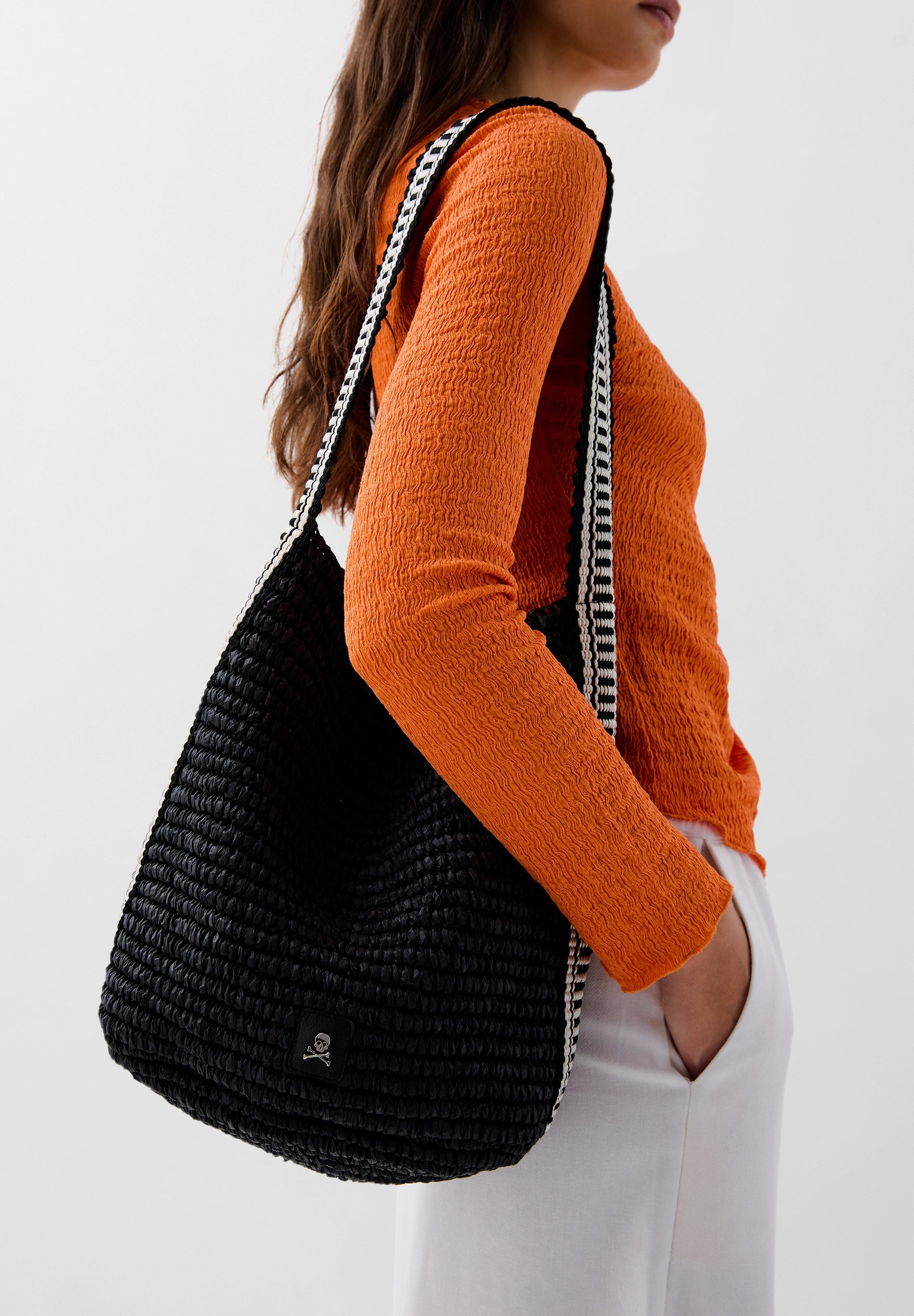 BOLSO CUBO RAFIA BICOLOR