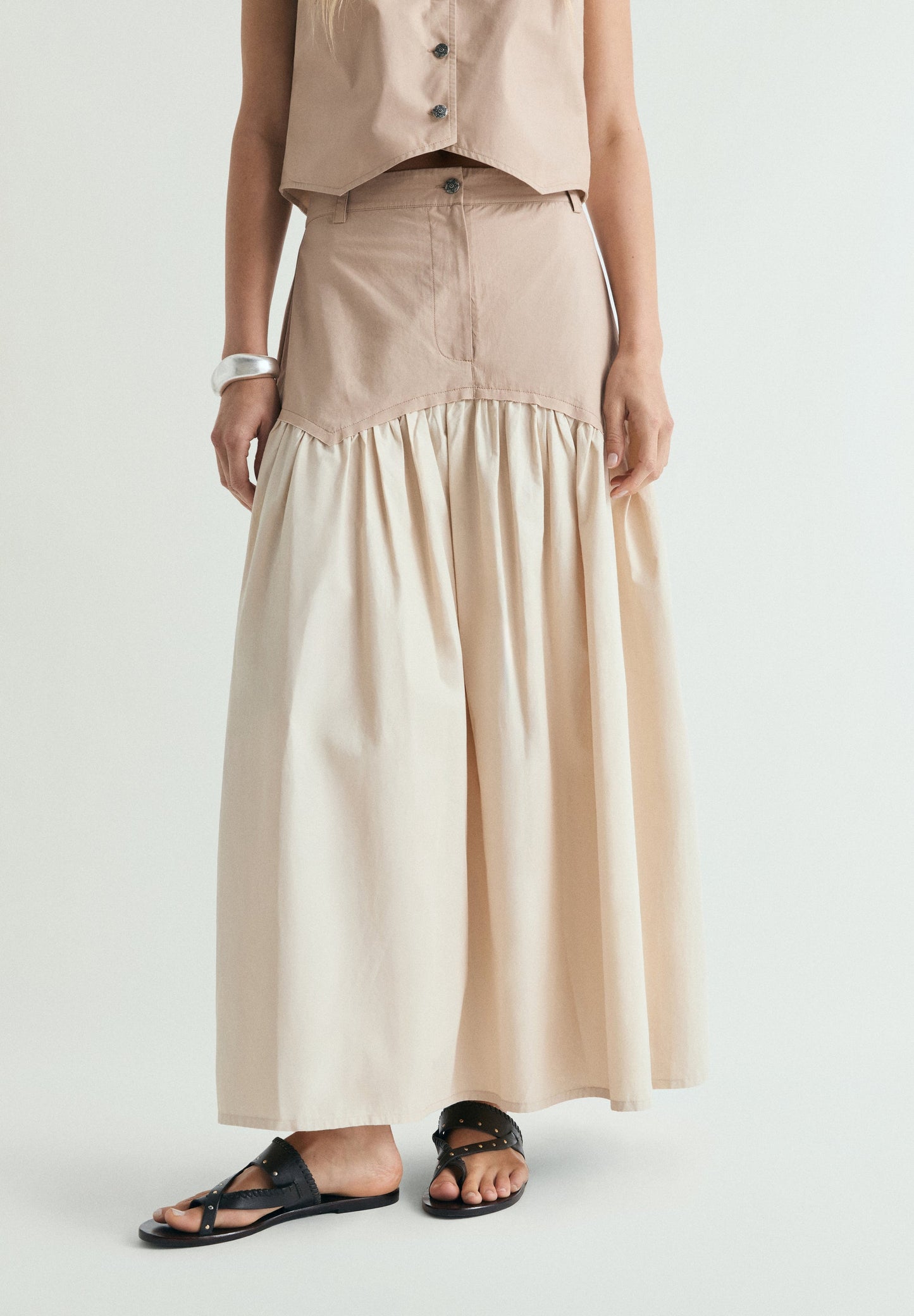 FALDA MIDI CONTRASTE