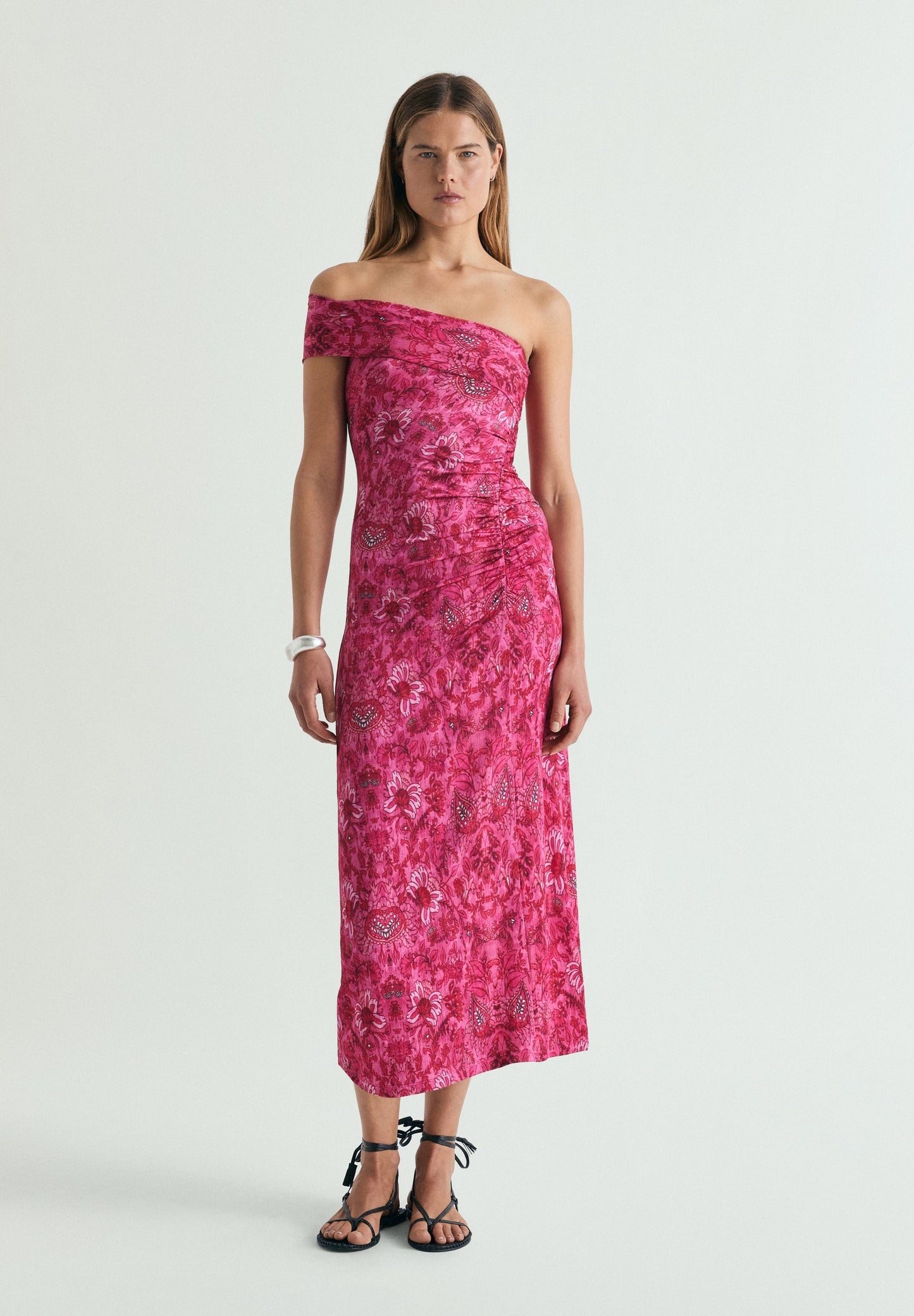 VESTIDO MIDI ASIMÉTRICO ESTAMPADO