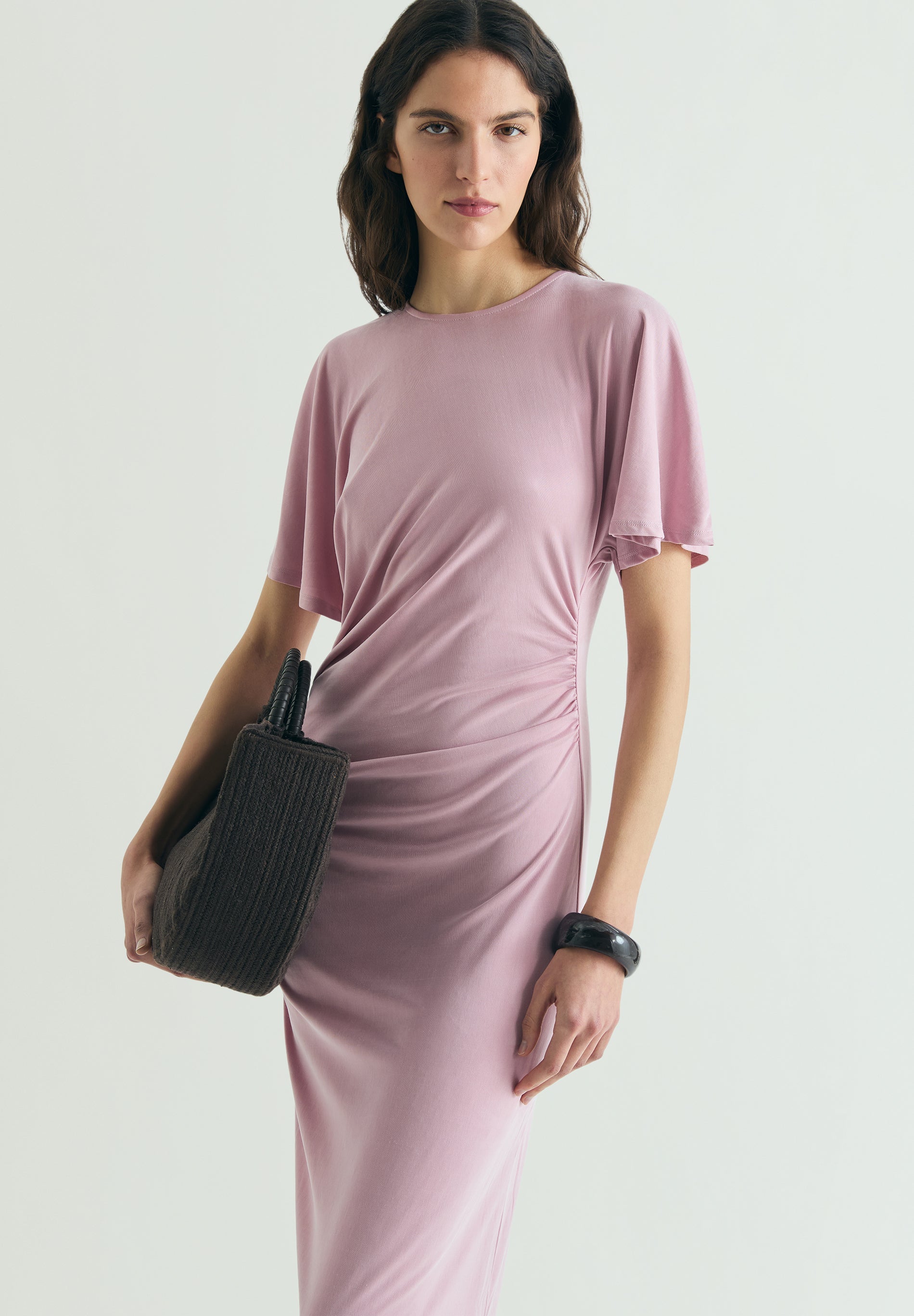 VESTIDO CUPRO FRUNCES