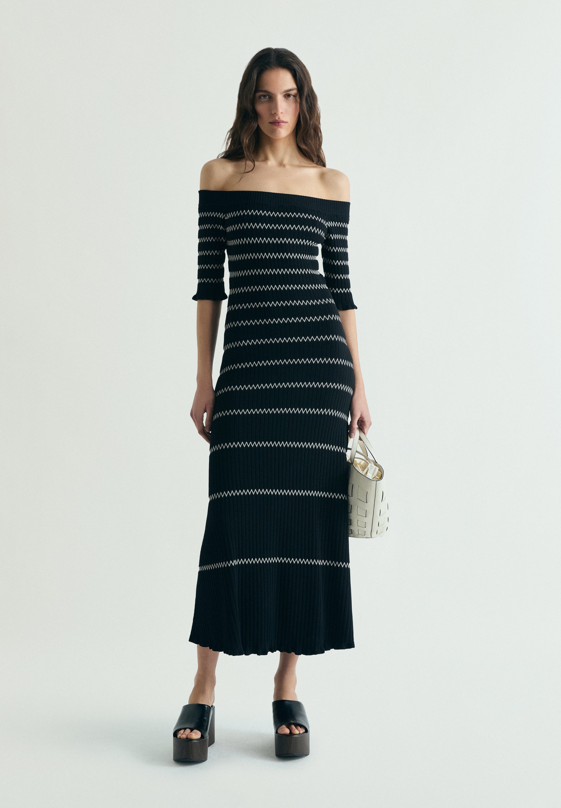VESTIDO PUNTO ESCOTE BARDOT - Scalpers