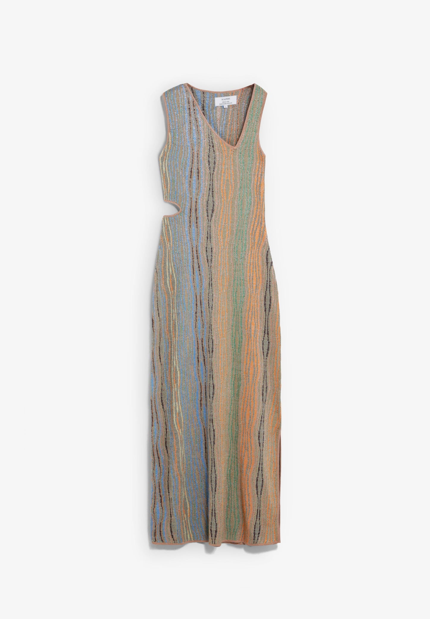 VESTIDO LARGO JACQUARD CON CUT OUT