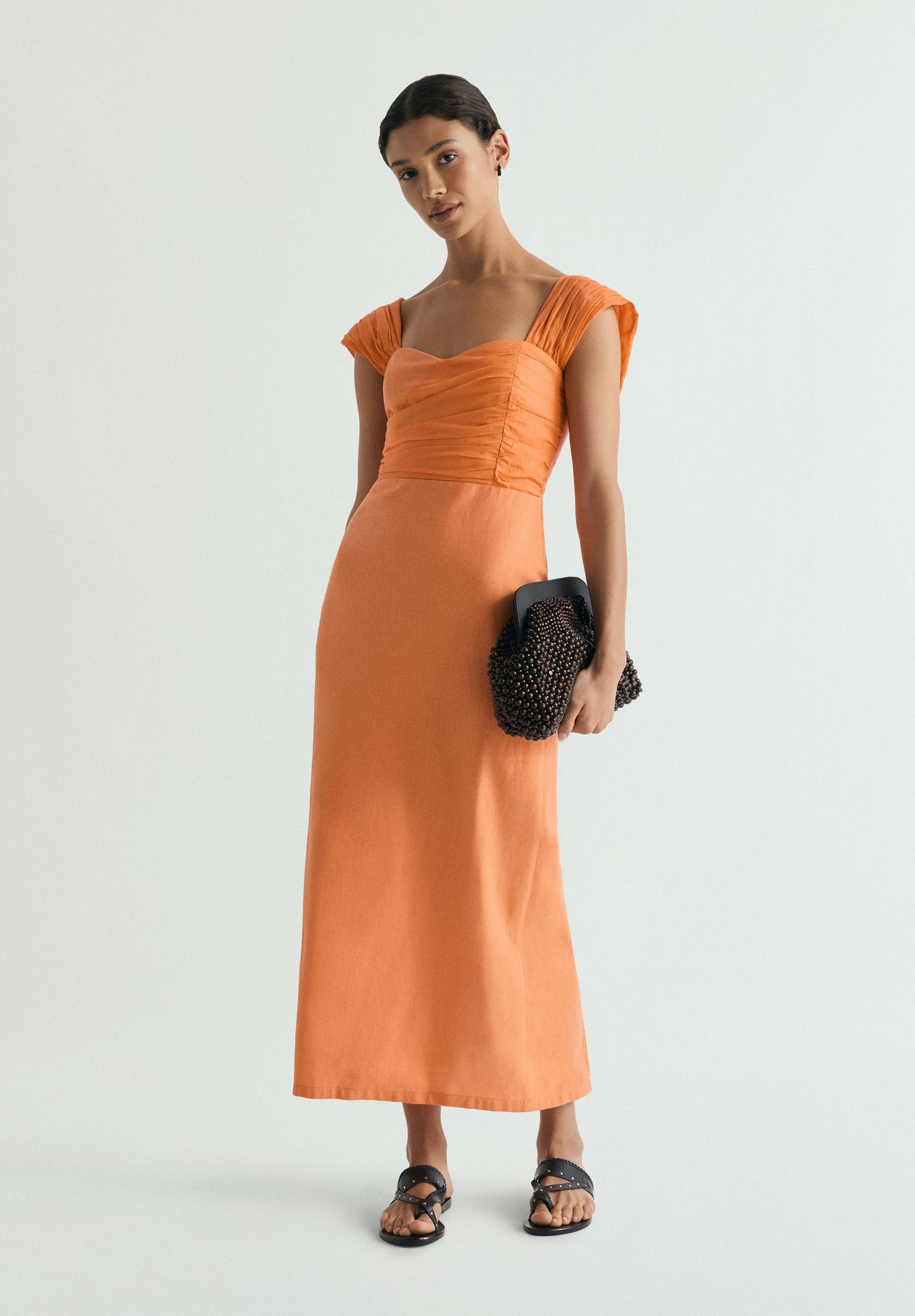 VESTIDO LINO DRAPEADO