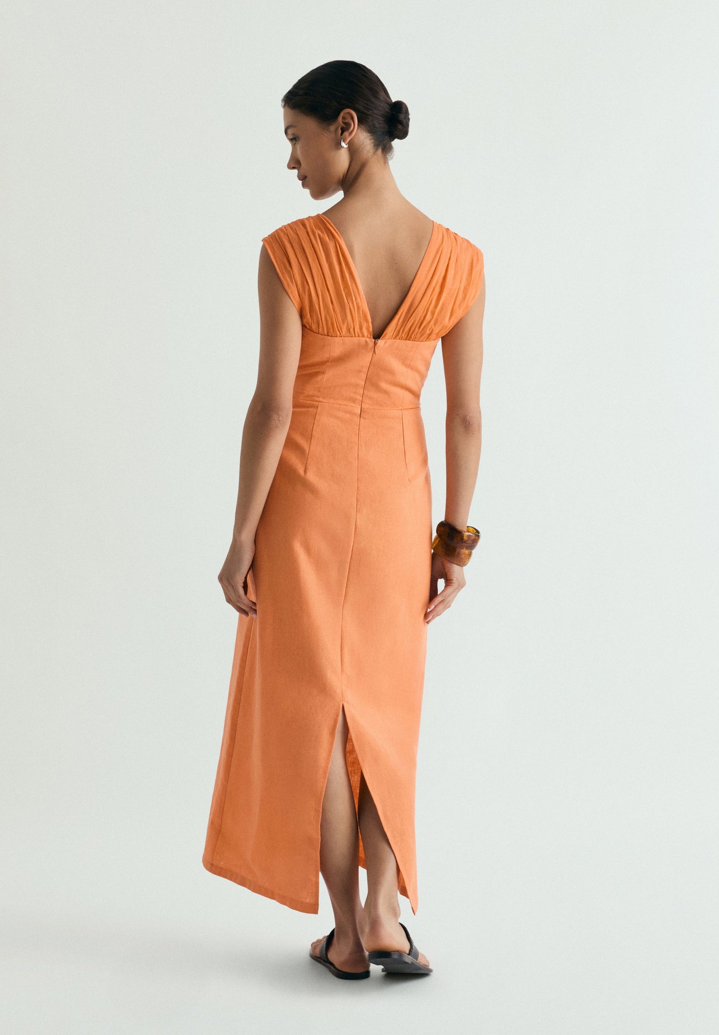 VESTIDO LINO DRAPEADO