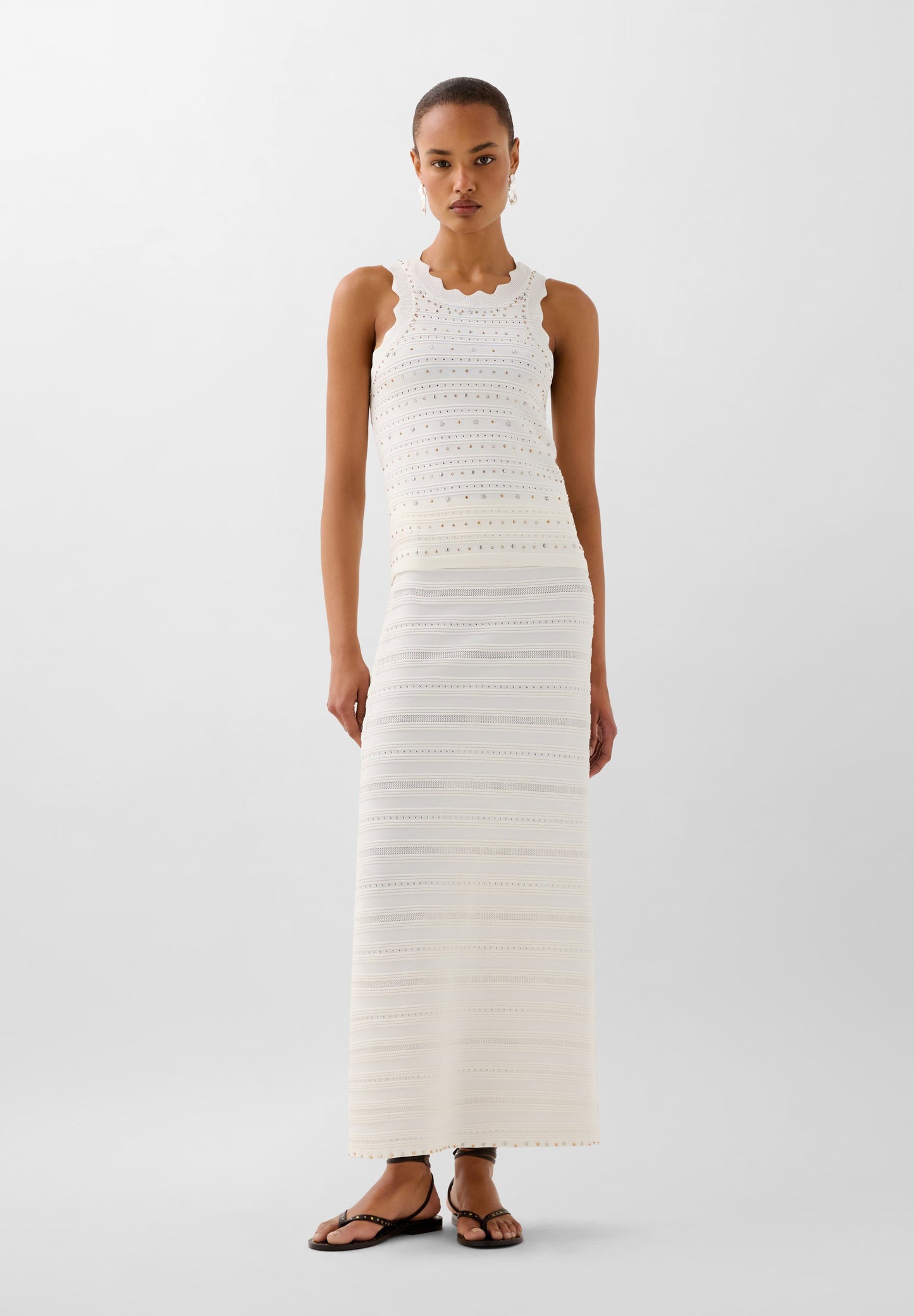 SCWHITE KNIT STUDS TOP