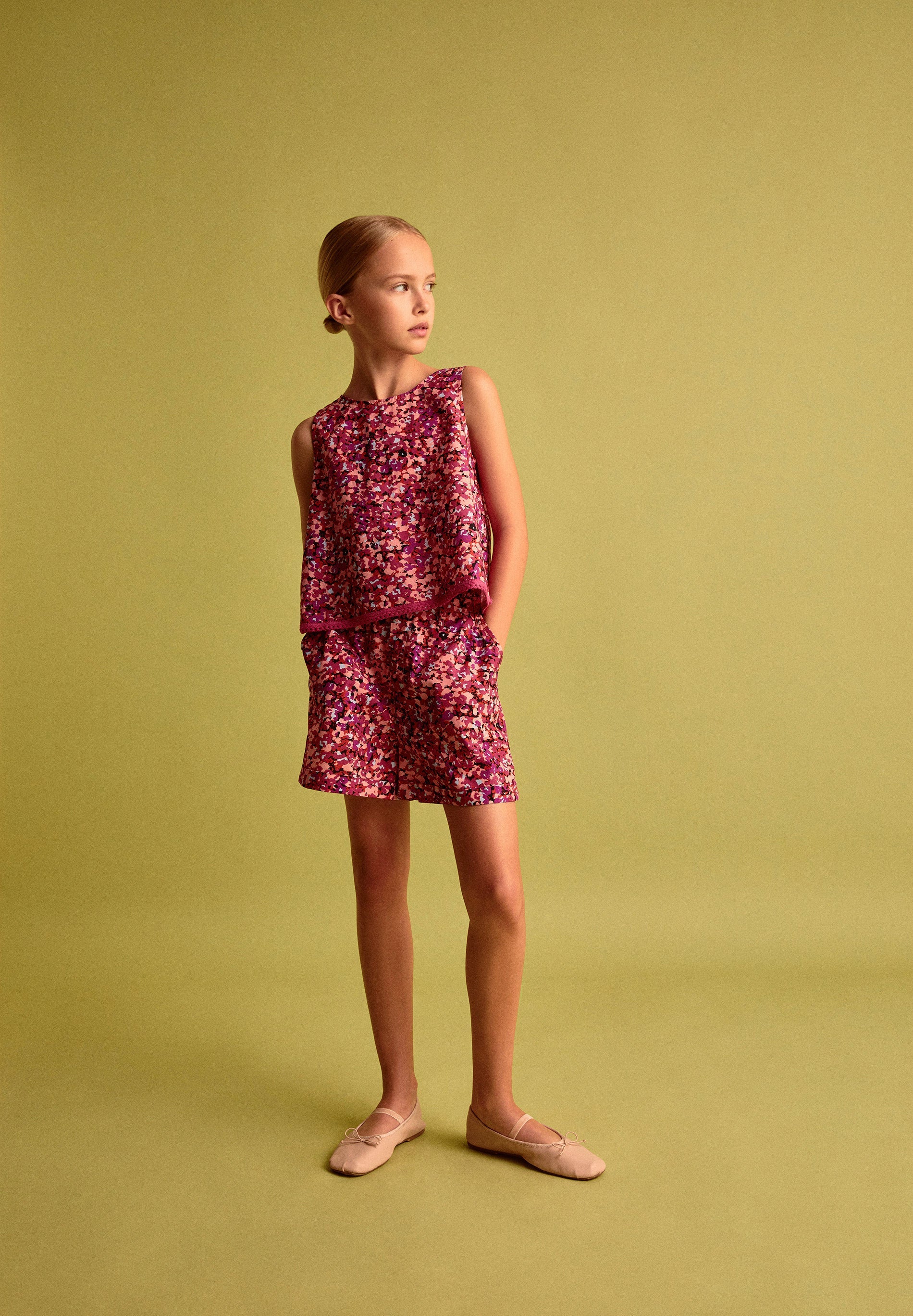 SHORT PRINT VOLANTE CINTURA