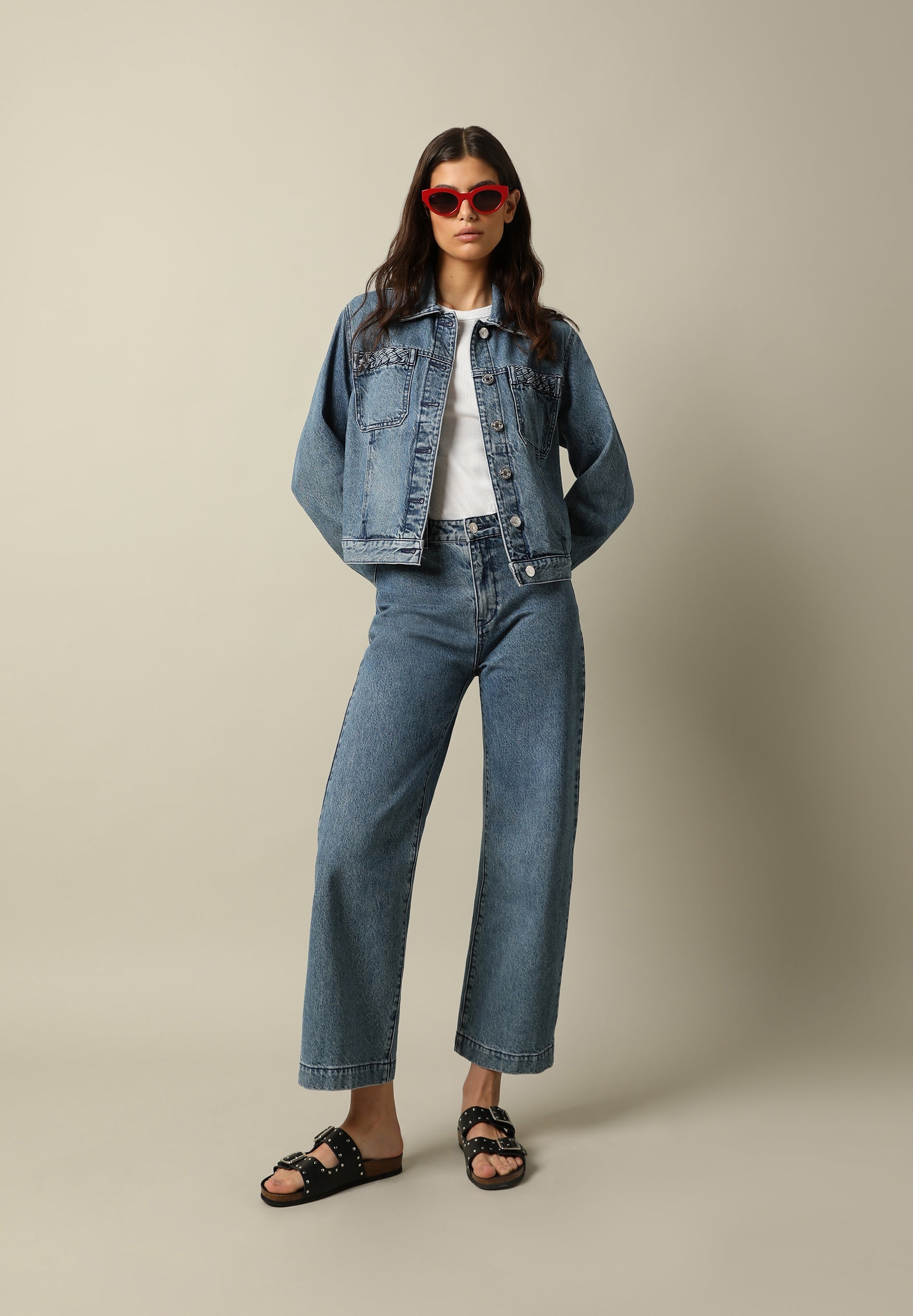 PANTALÓN DENIM DETALLE TRENZADO