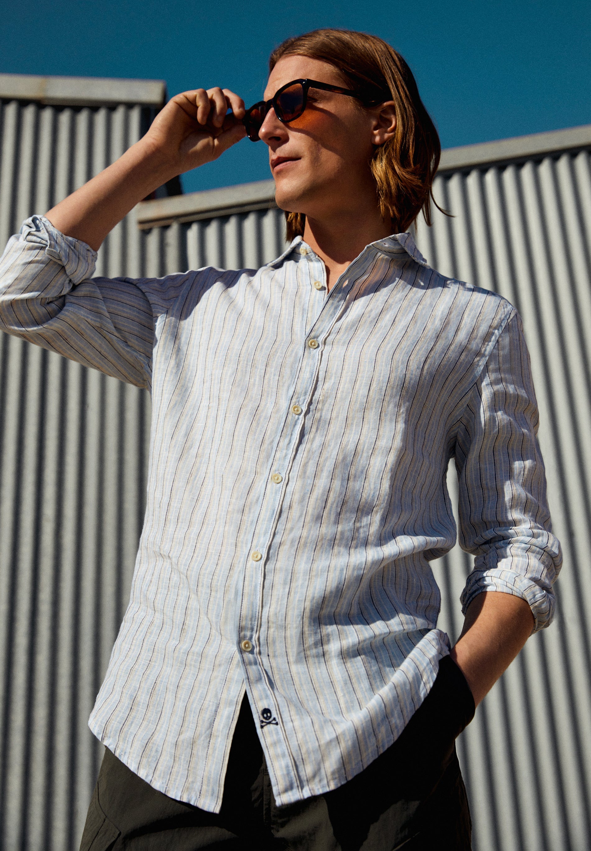 CAMISA PREMIUM LINO RAYAS SLIM
