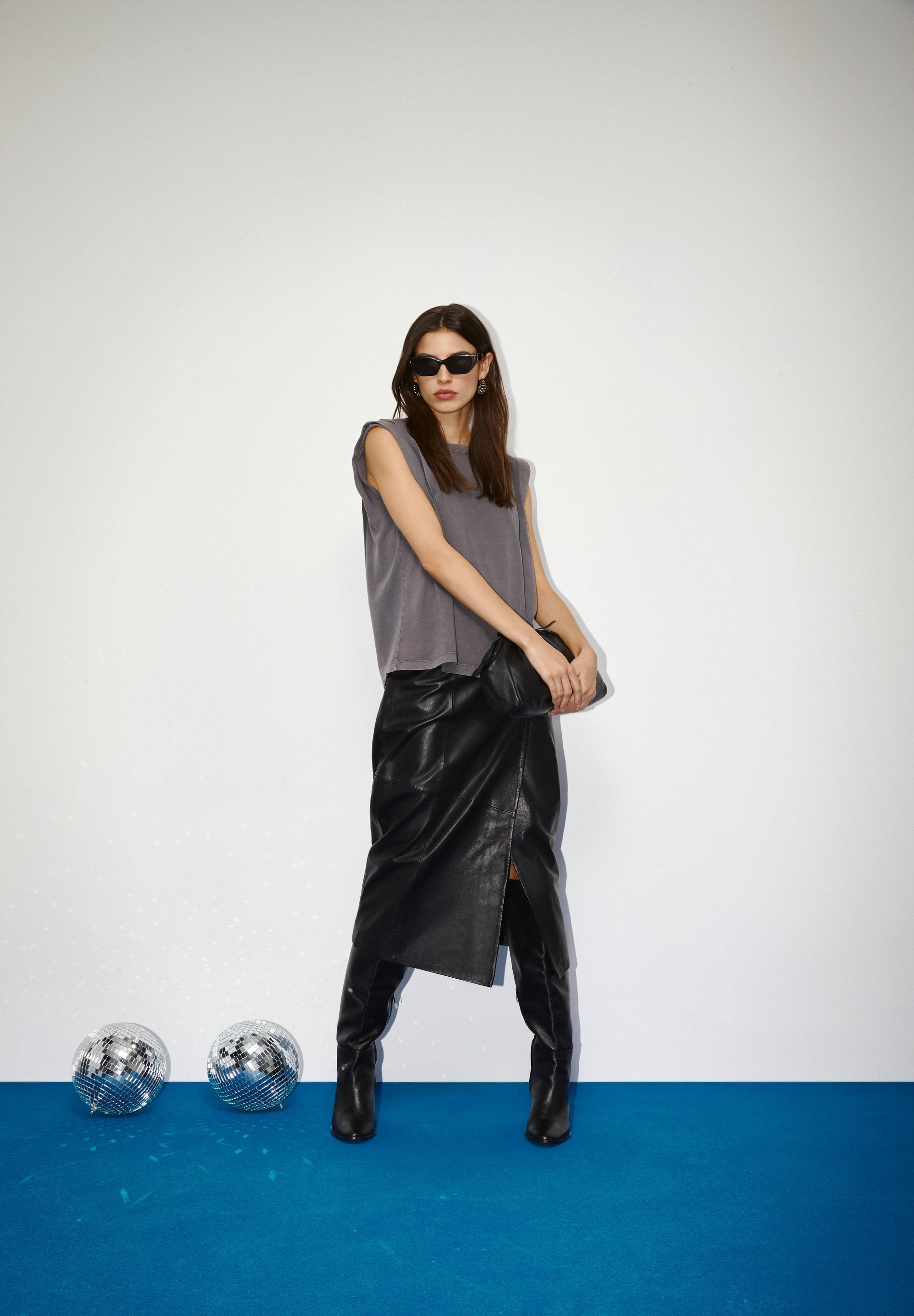 FALDA MIDI PIEL