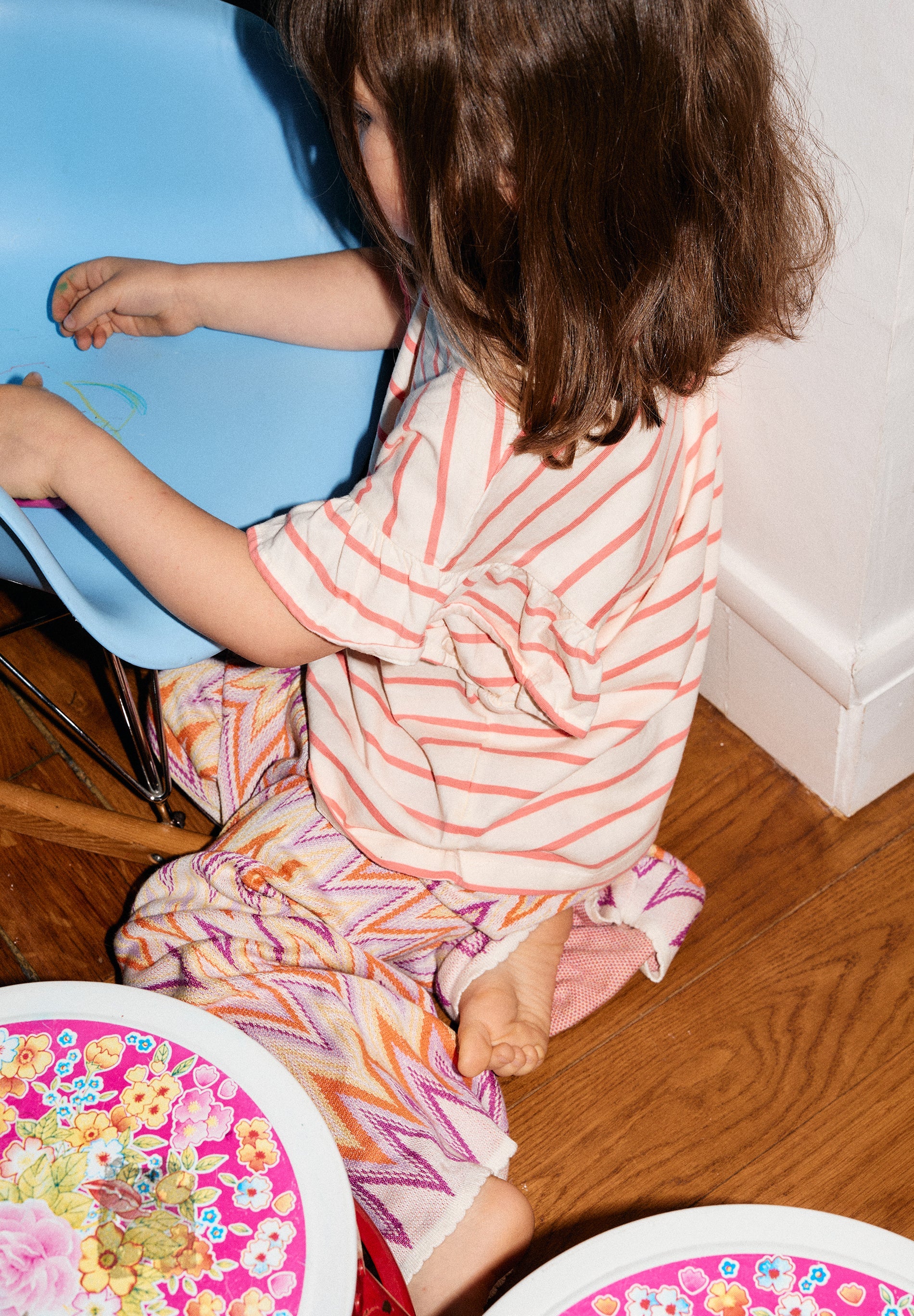 CAMISETA RAYAS VOLANTE MANGA