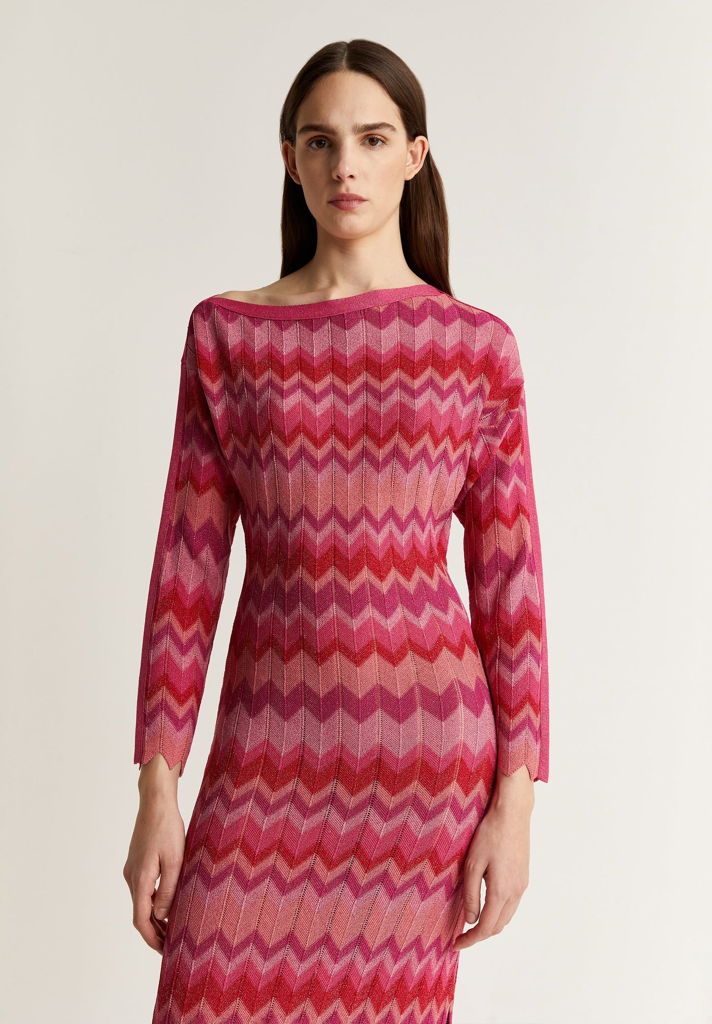 VESTIDO MIDI PUNTO ZIGZAG LUREX