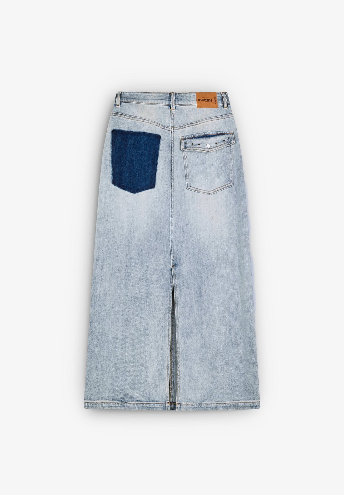 FALDA DENIM TACHUELAS BOLSILLO CONTRASTE