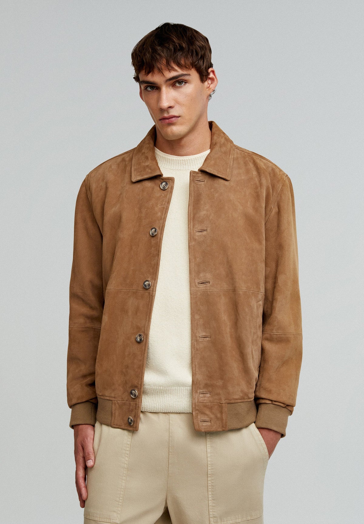CHAQUETA BOMBER PIEL ANTE