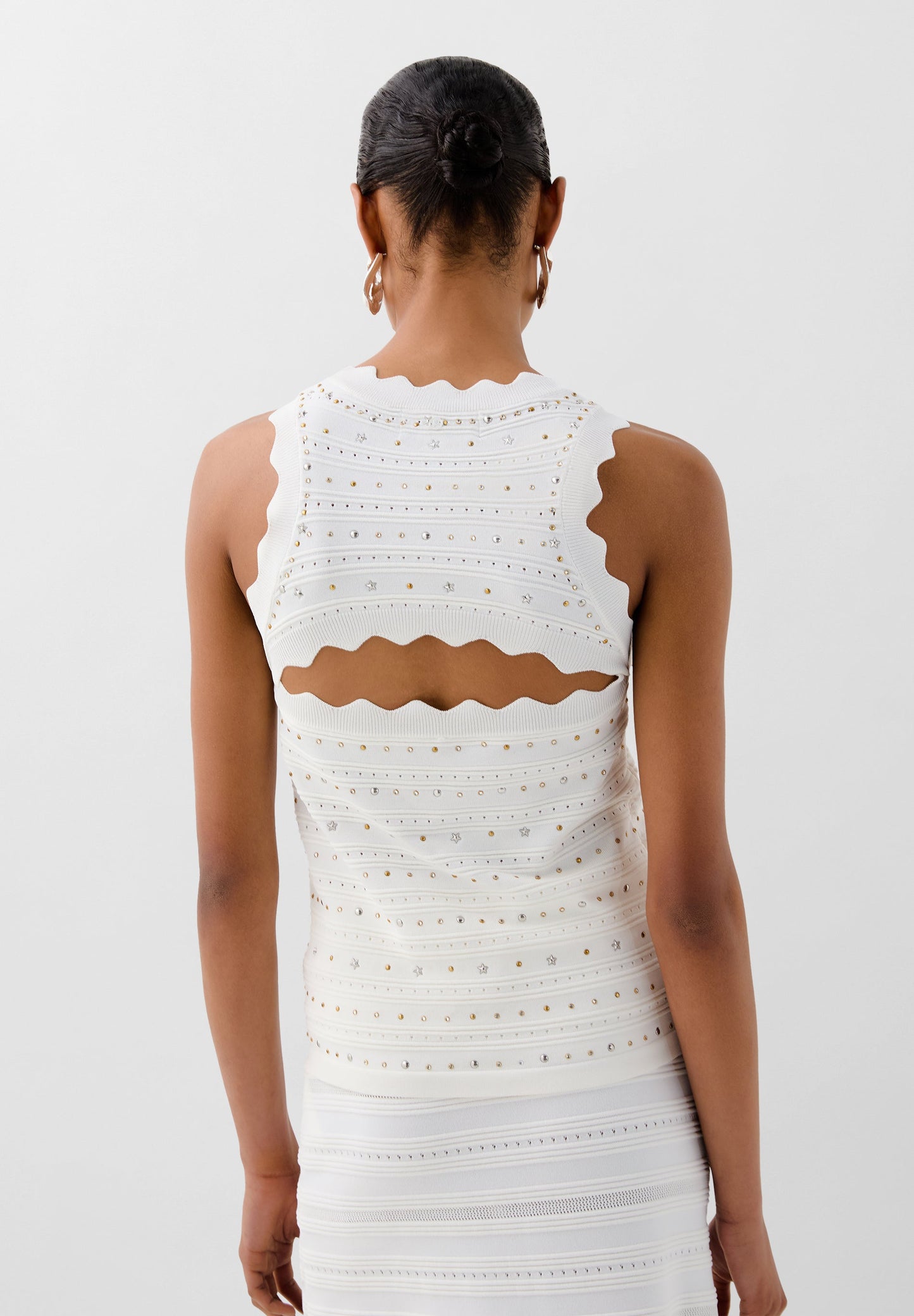 SCWHITE KNIT STUDS TOP