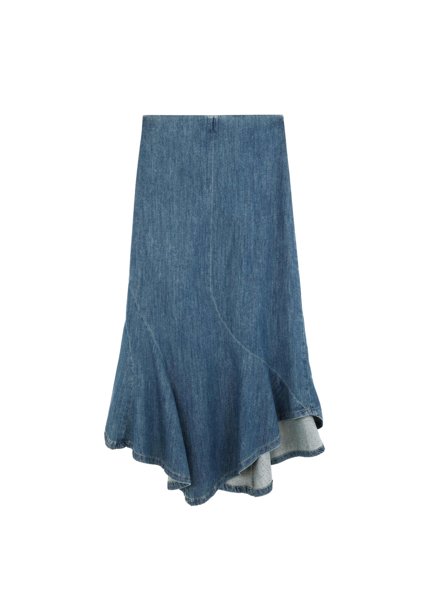 FALDA MIDI DENIM BAJO VUELO