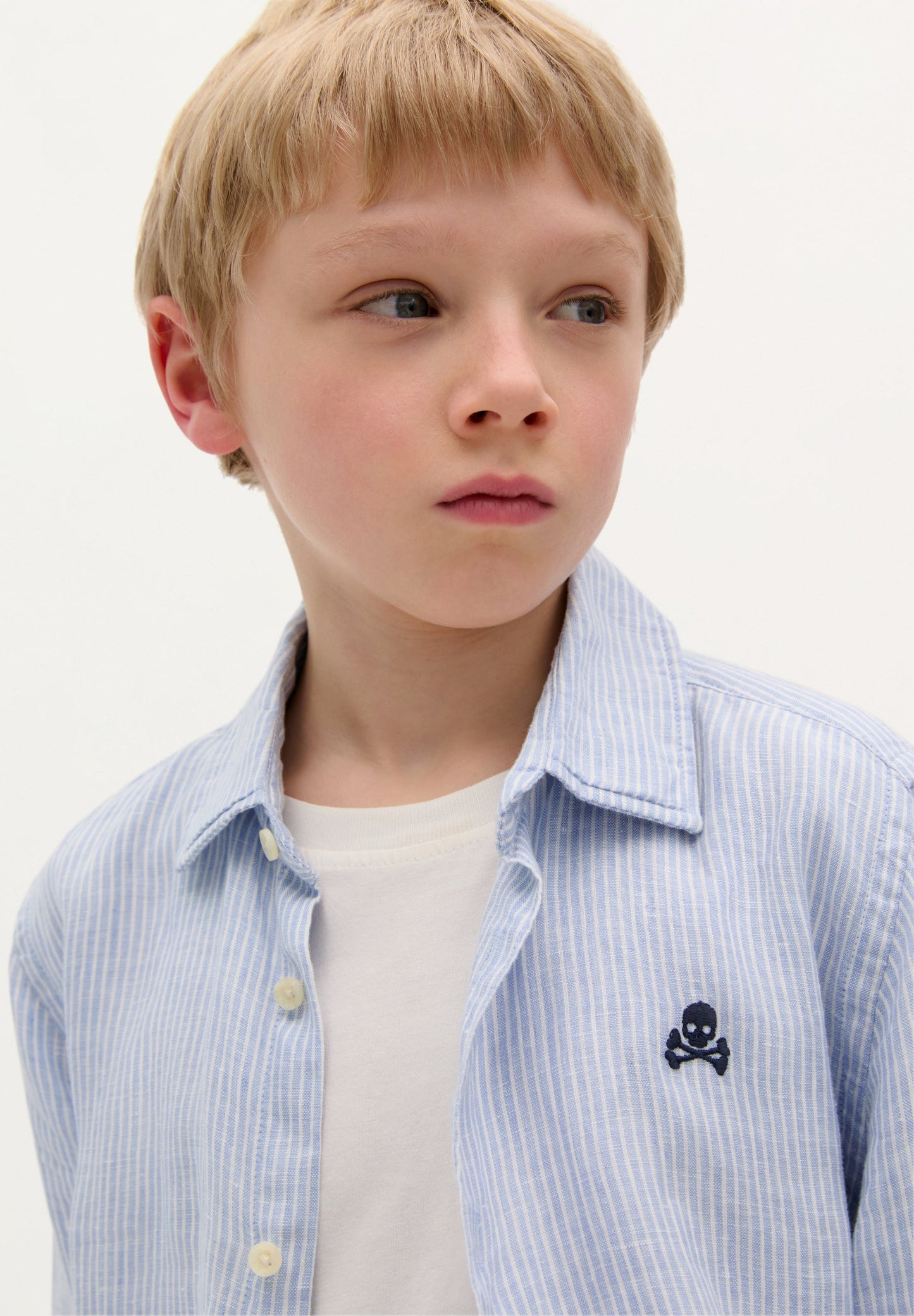 CAMISA LINO RAYAS CALAVERA