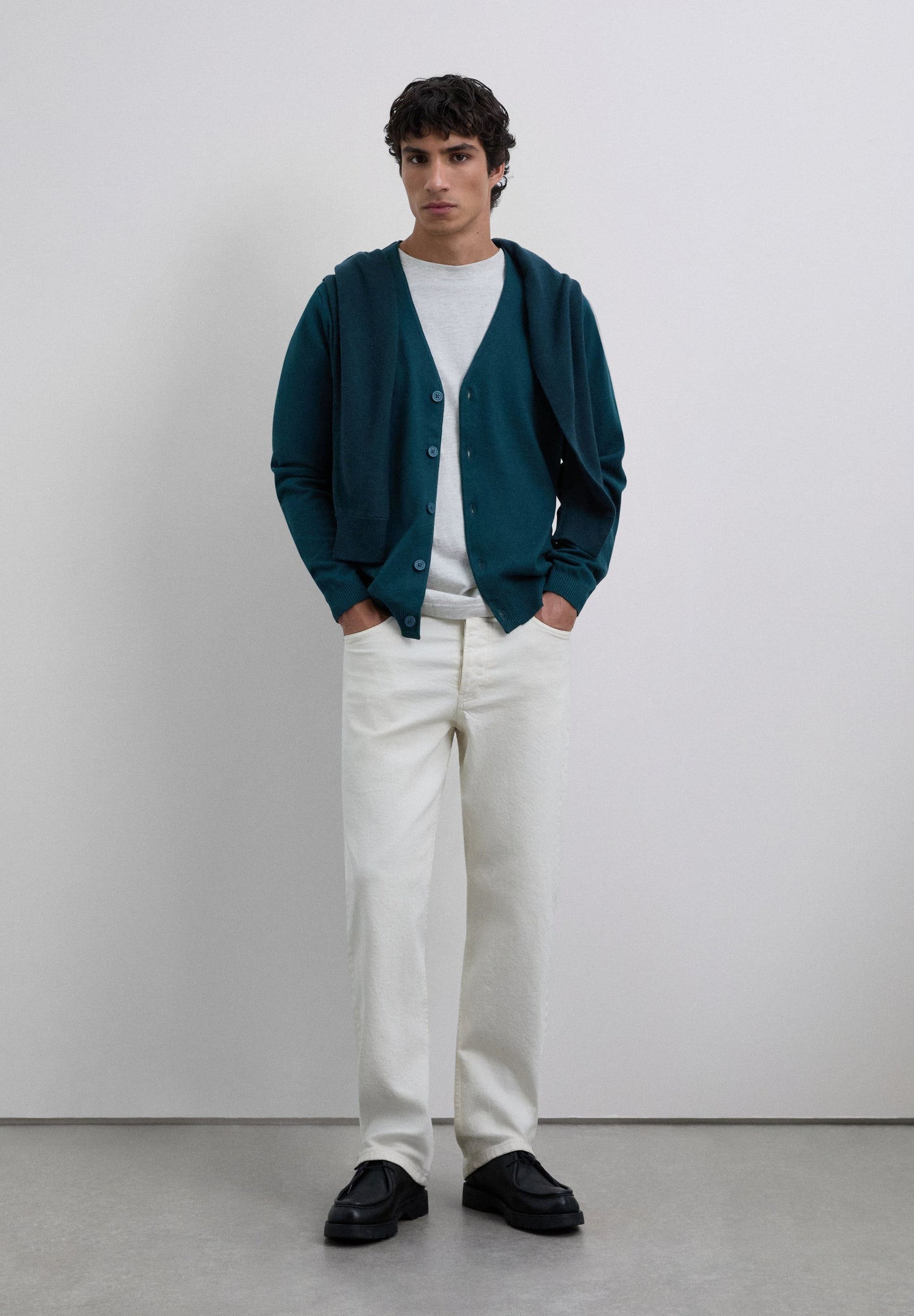 CÁRDIGAN CUELLO PICO ALGODÓN