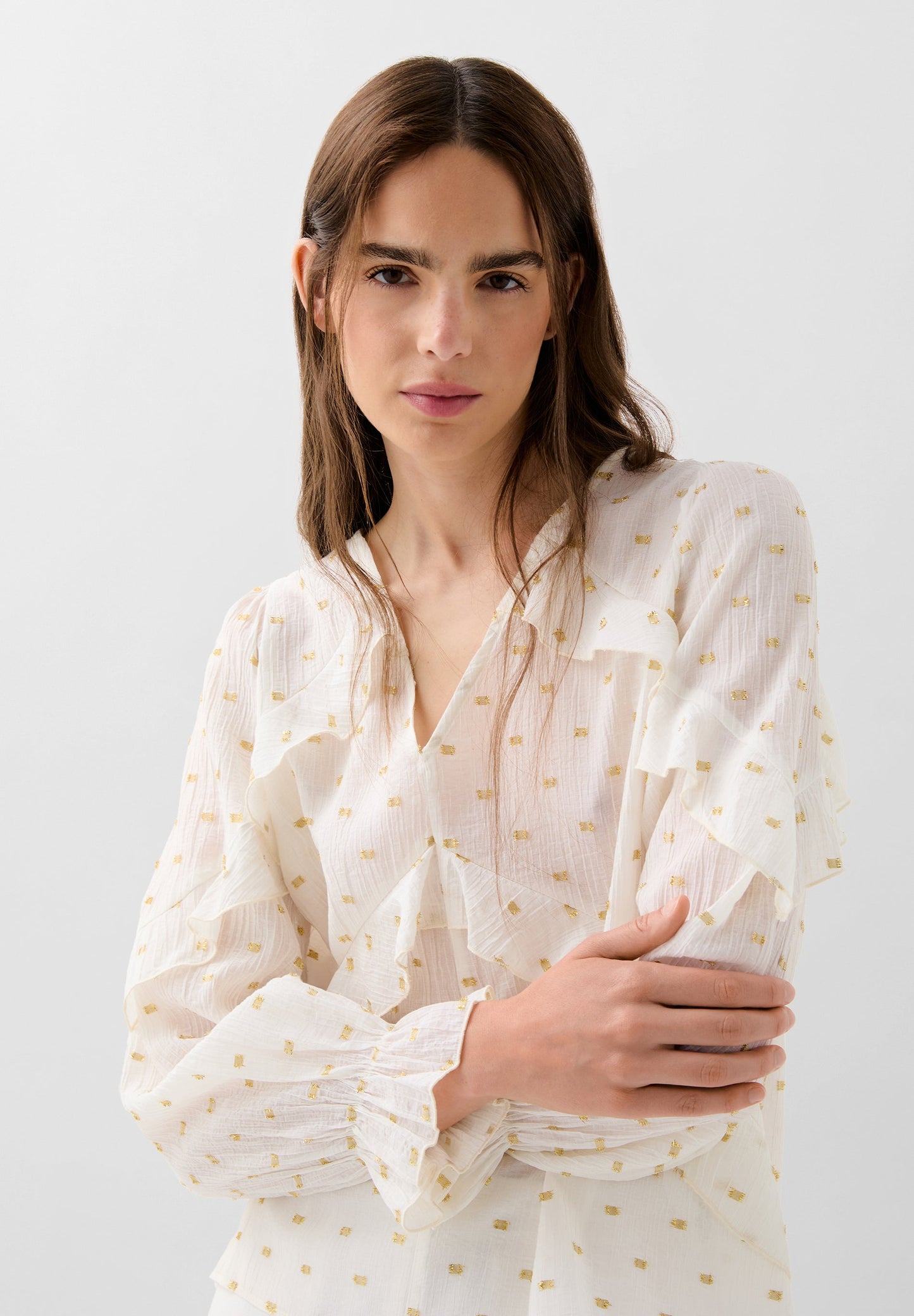 BLUSA VOLANTES DETALLES LÚREX