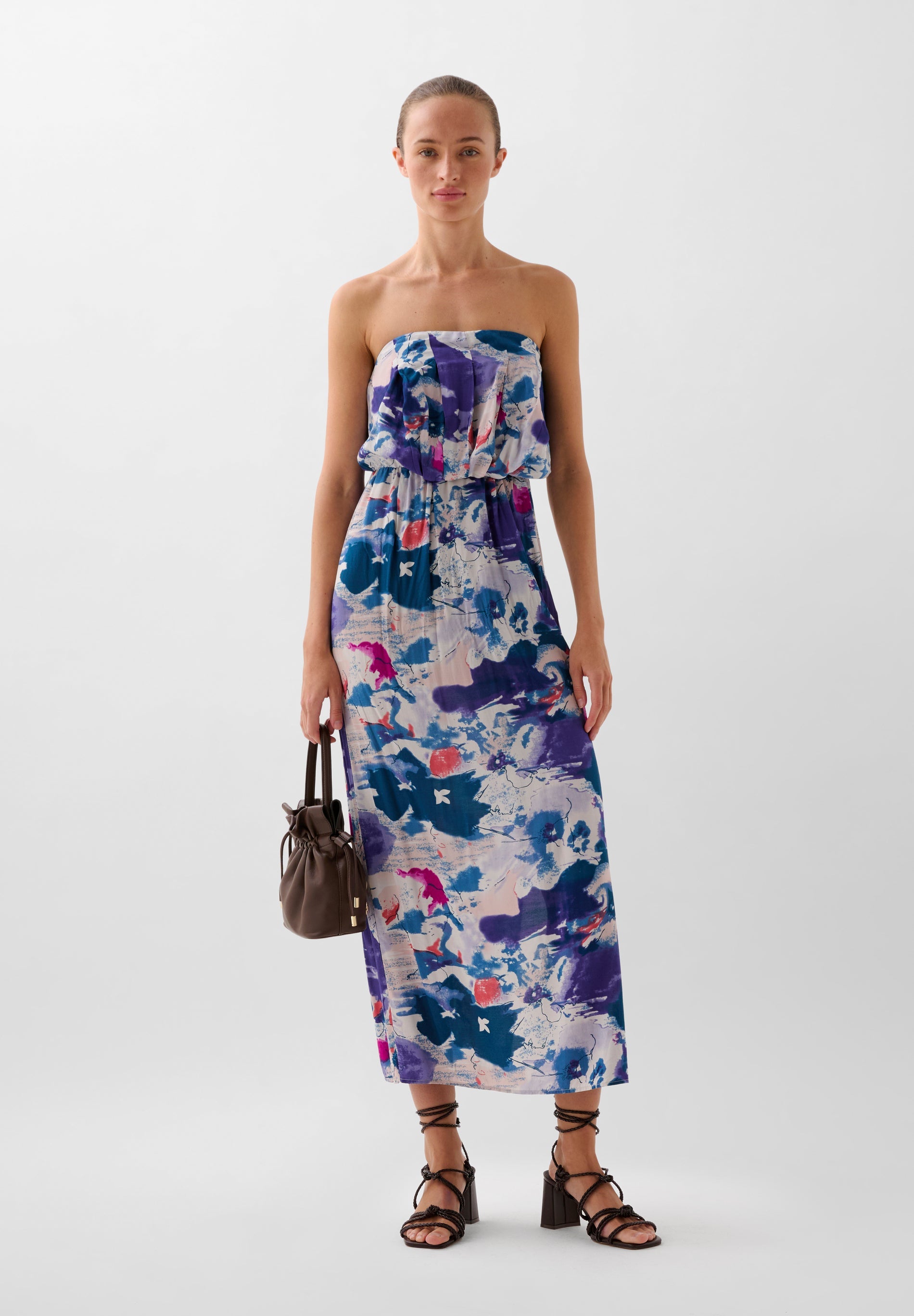 VESTIDO BANDEAU PRINT FLUIDO