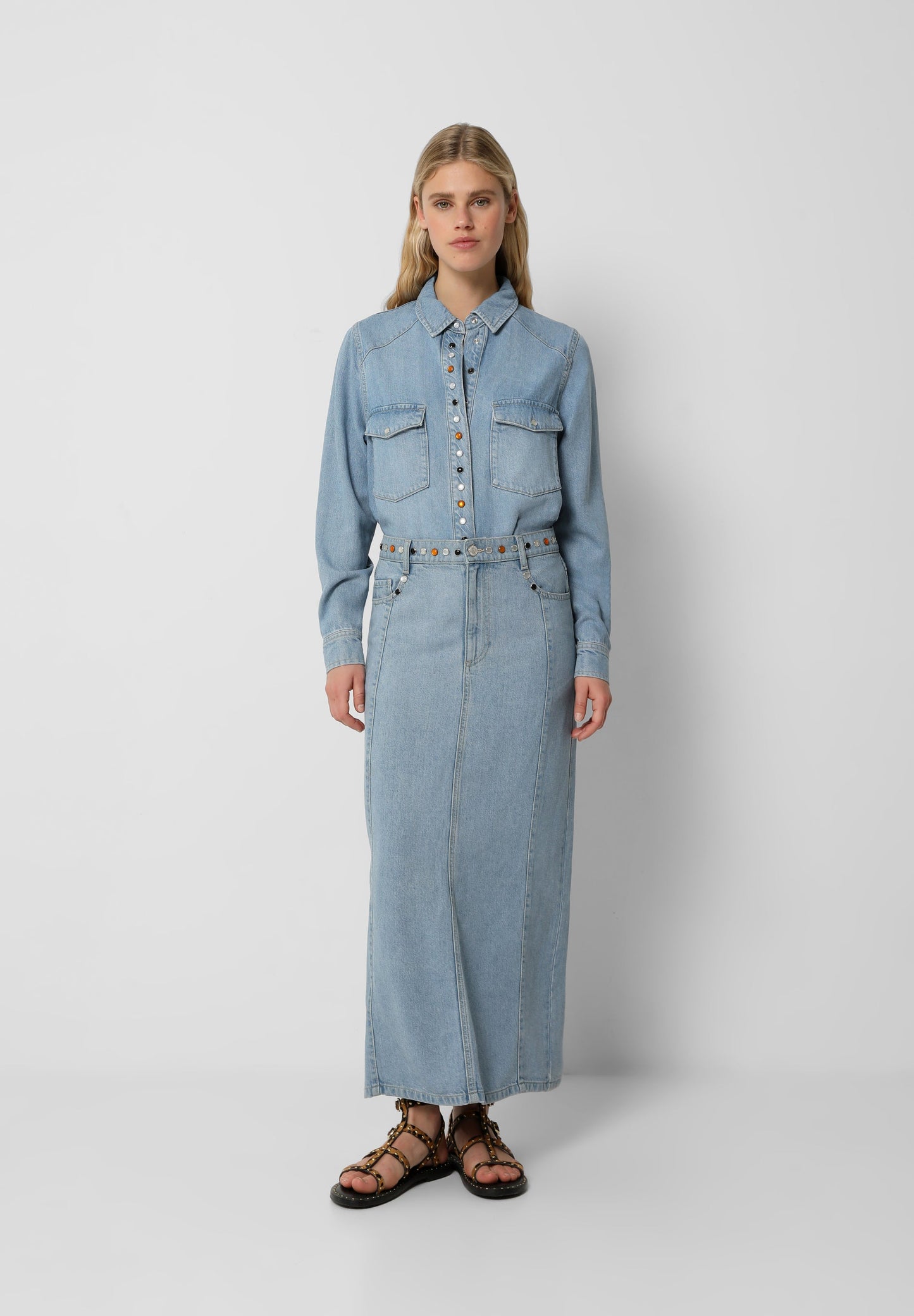 FALDA DENIM MIDI