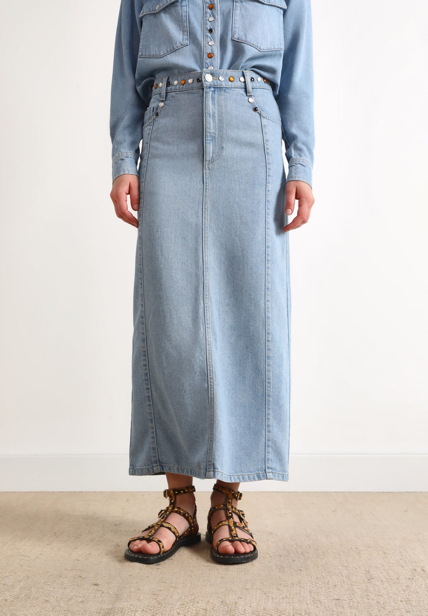 FALDA DENIM MIDI