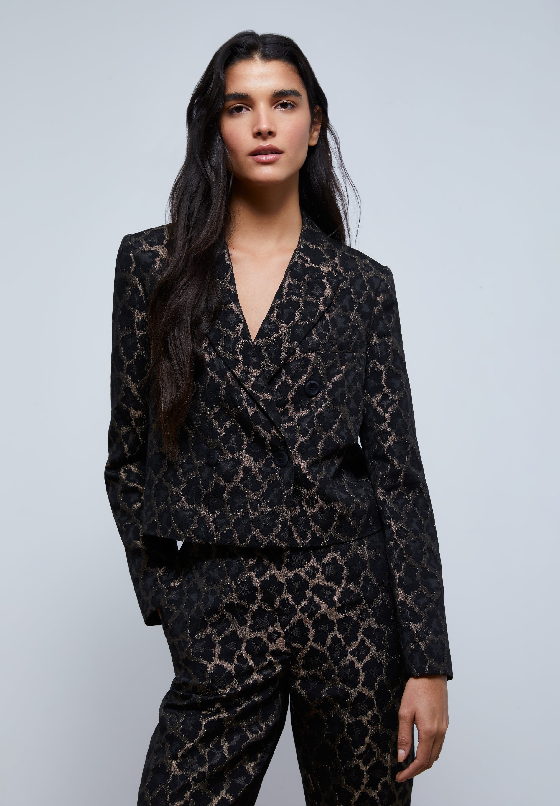 BLAZER CROPPED ANIMAL PRINT