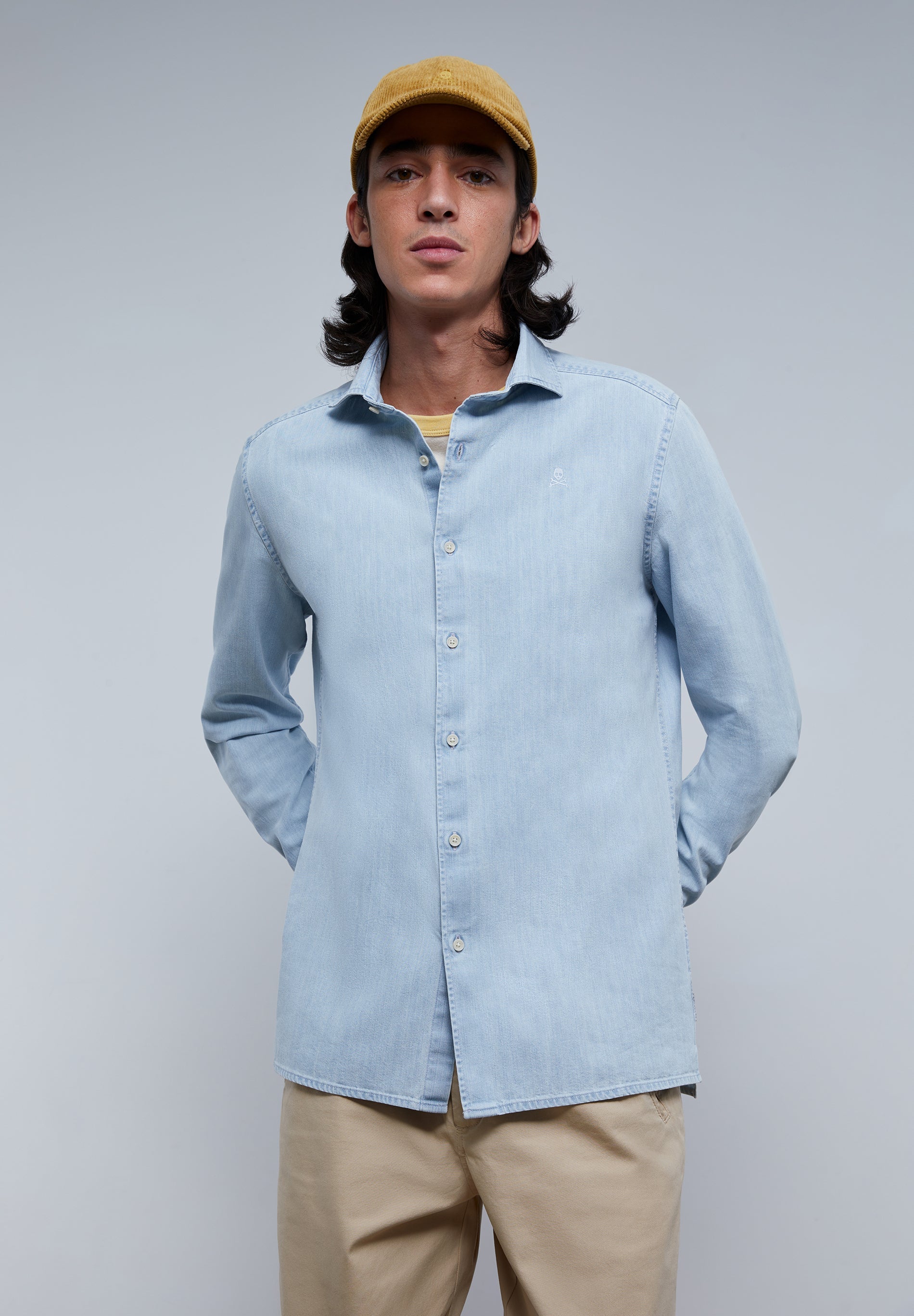 CAMISA DENIM LAVADA CALAVERA TONO