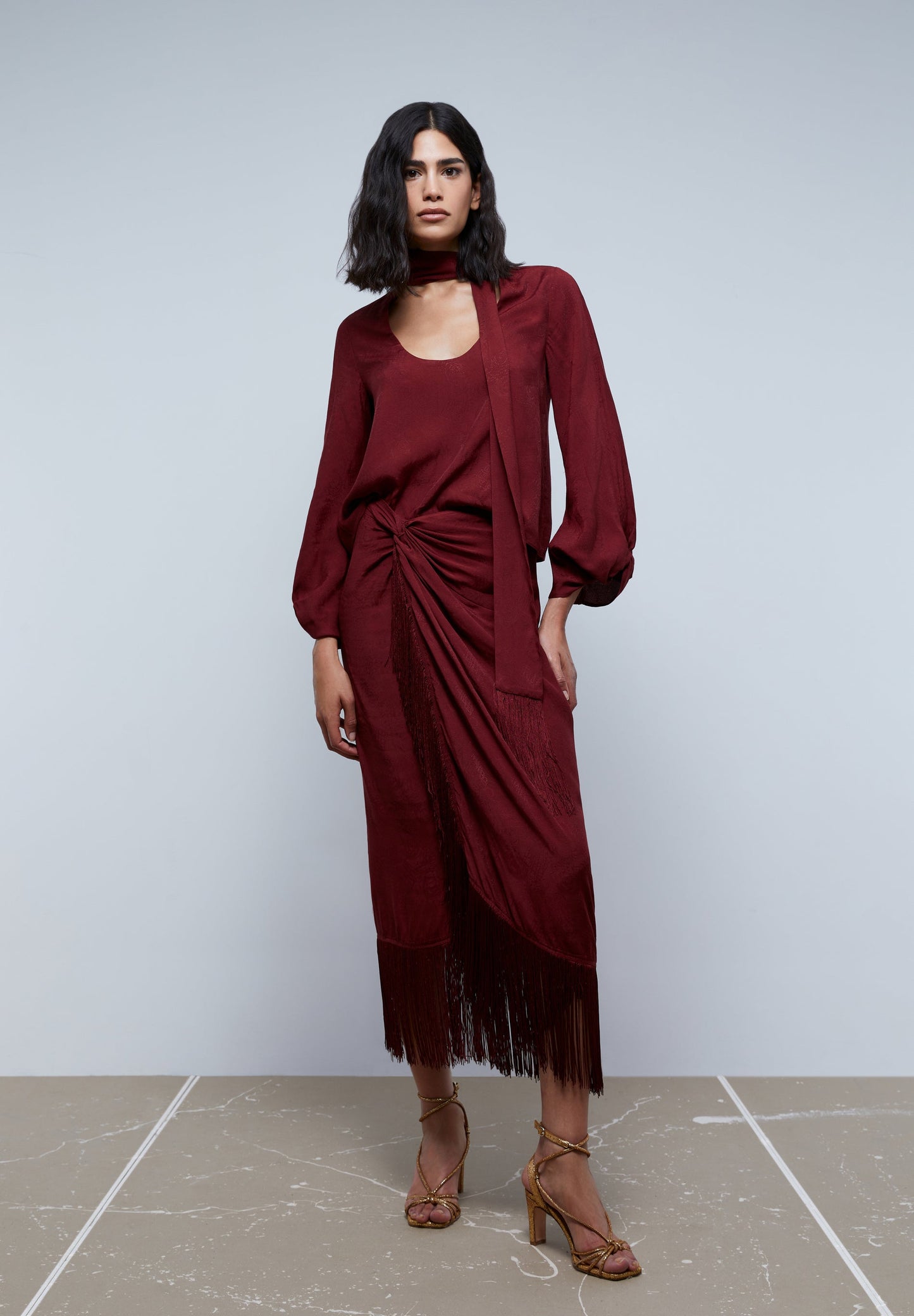 BLUSA JACQUARD LAZADA CUELLO