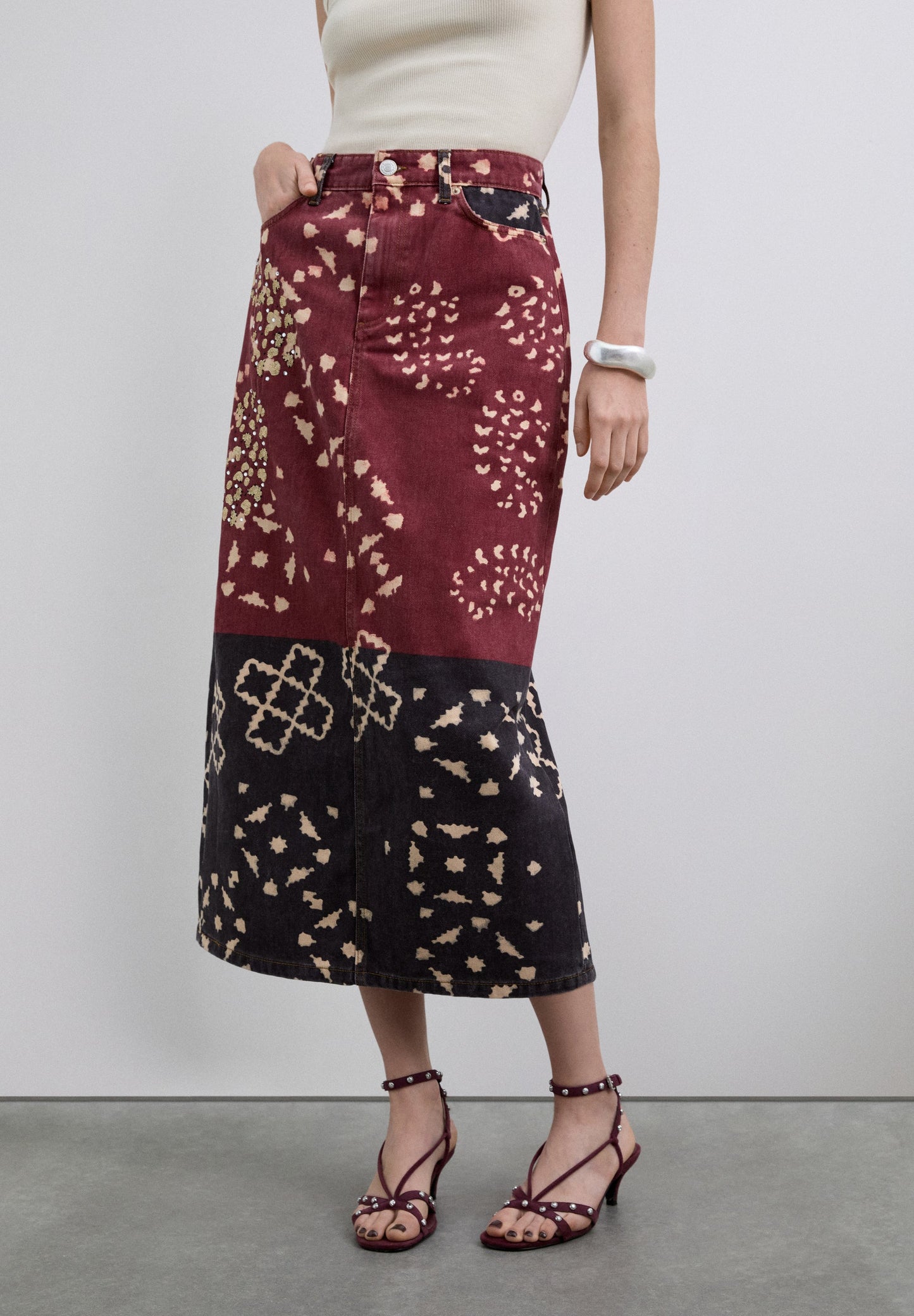 FALDA DENIM ESTAMPADA
