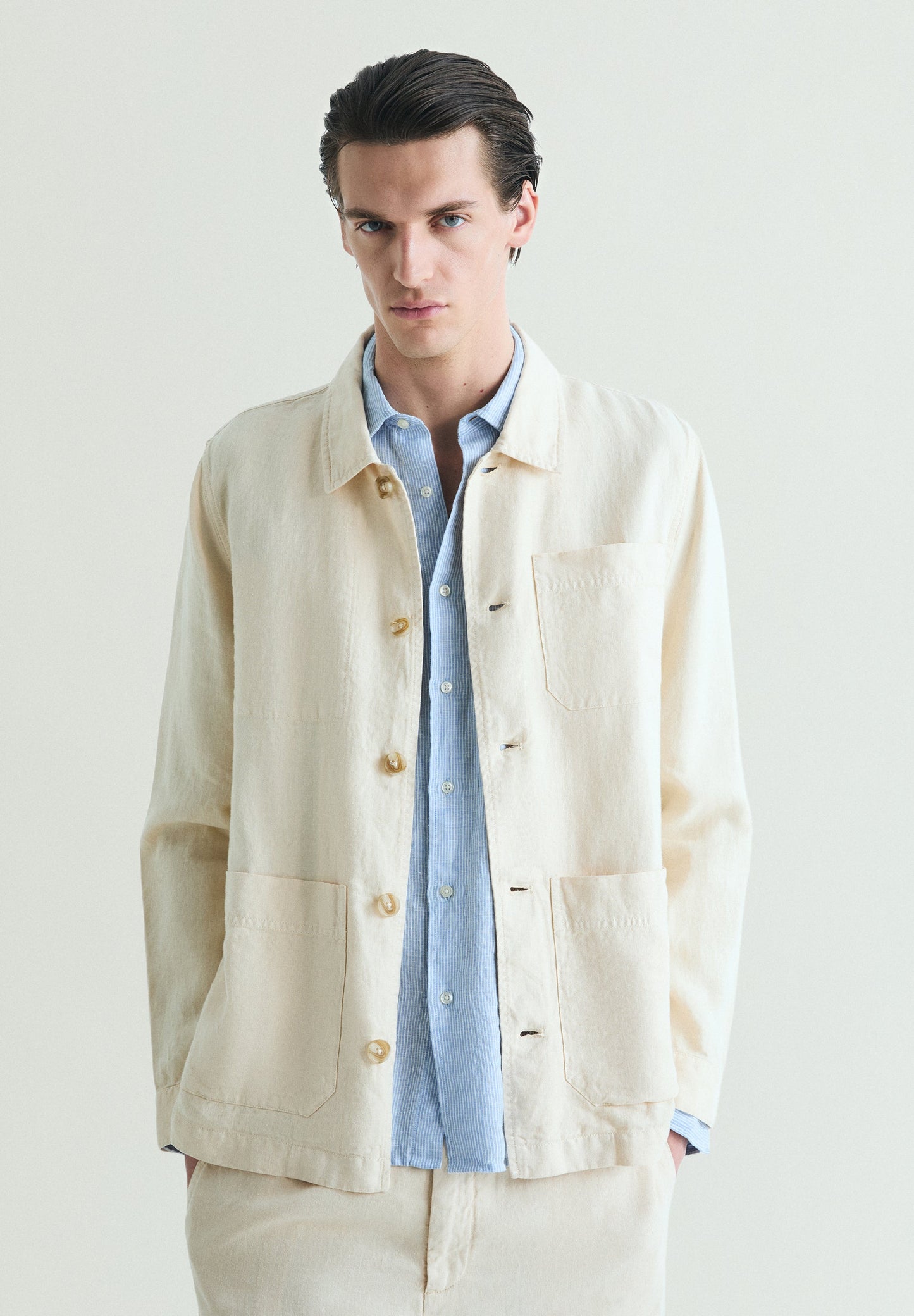 SOBRECAMISA LINO BOLSILLOS