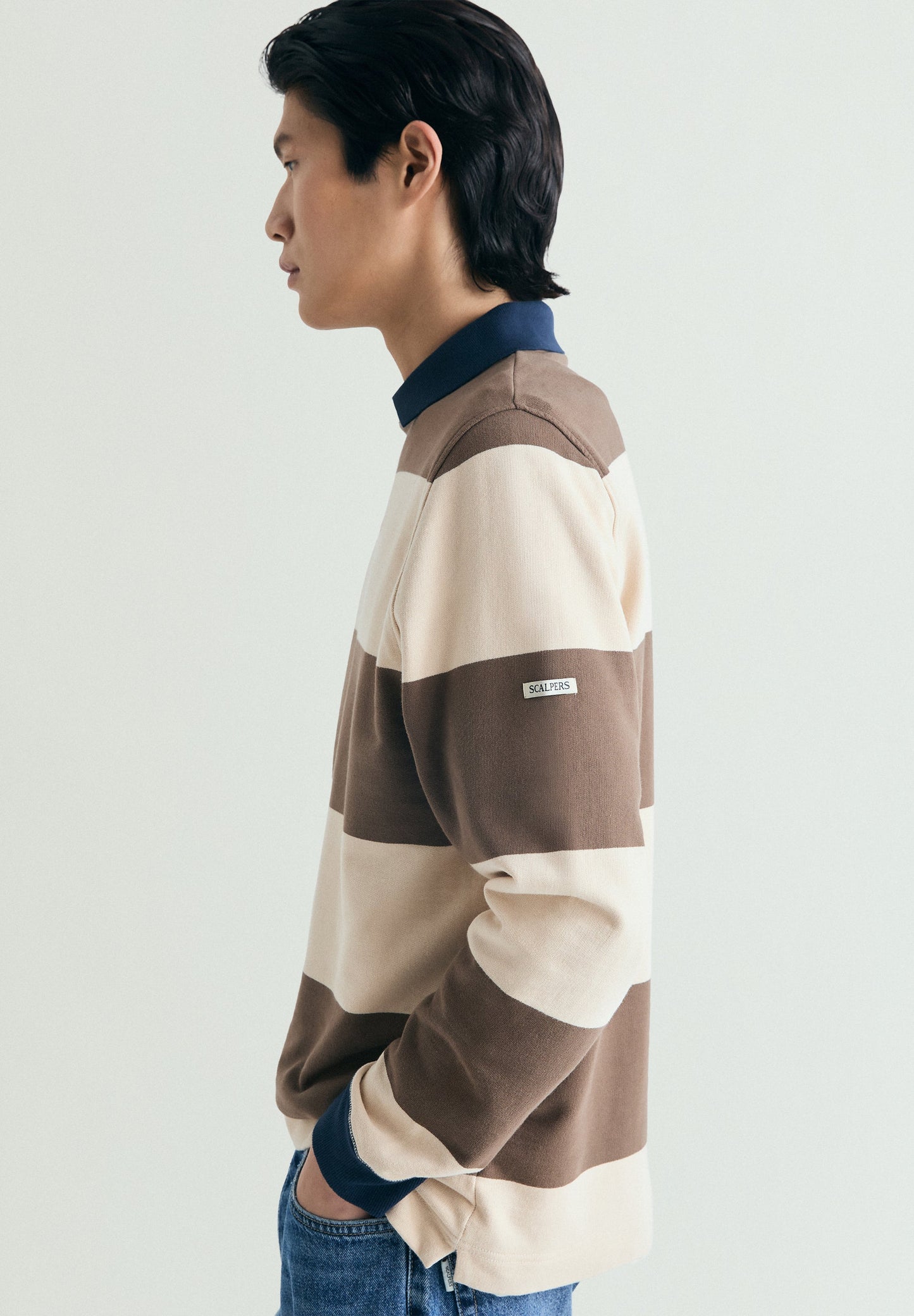 SUDADERA RAYAS CUELLO CONTRASTE