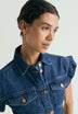 CAMISA DENIM CON MANGA VOLANTE