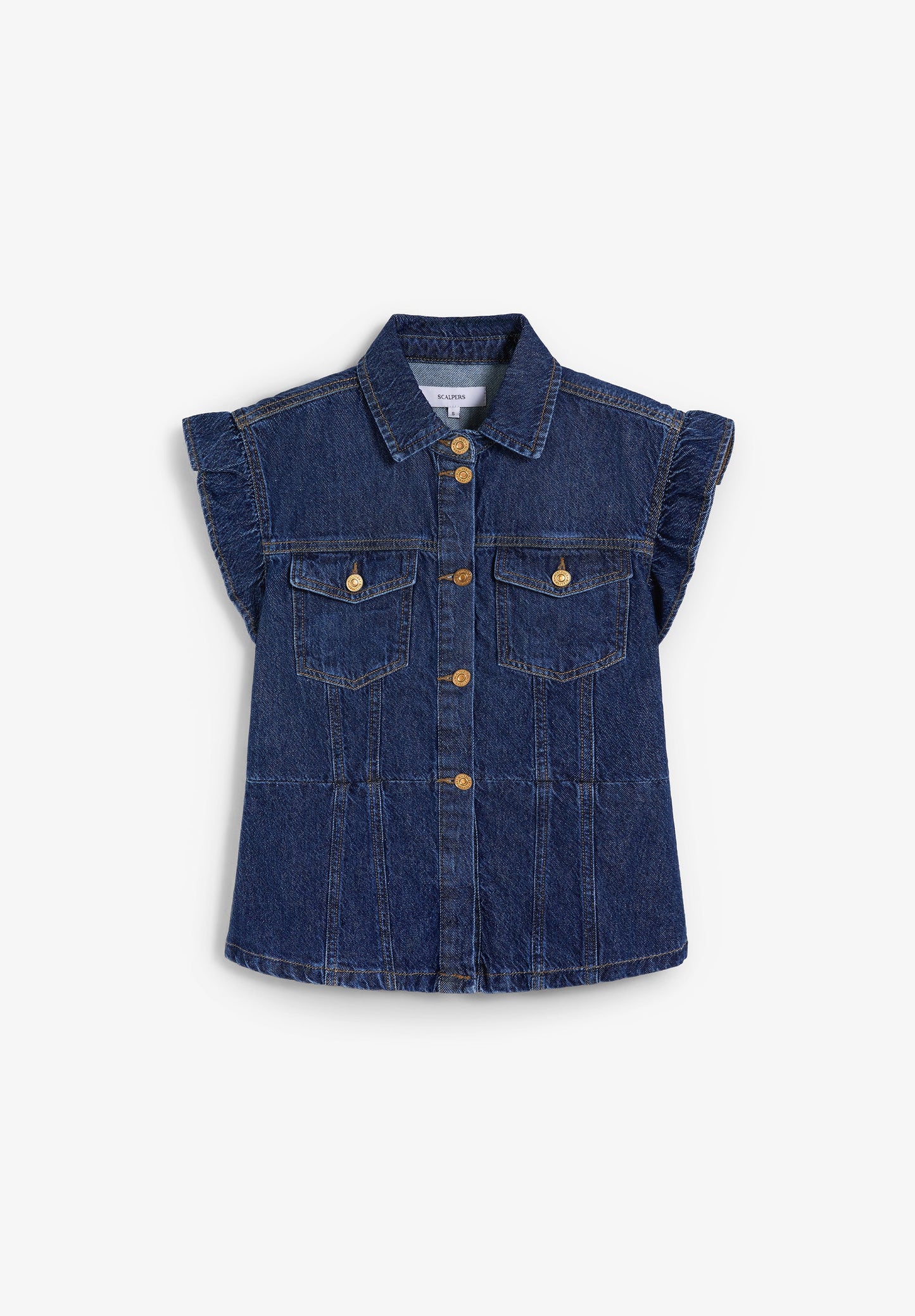 CAMISA DENIM CON MANGA VOLANTE