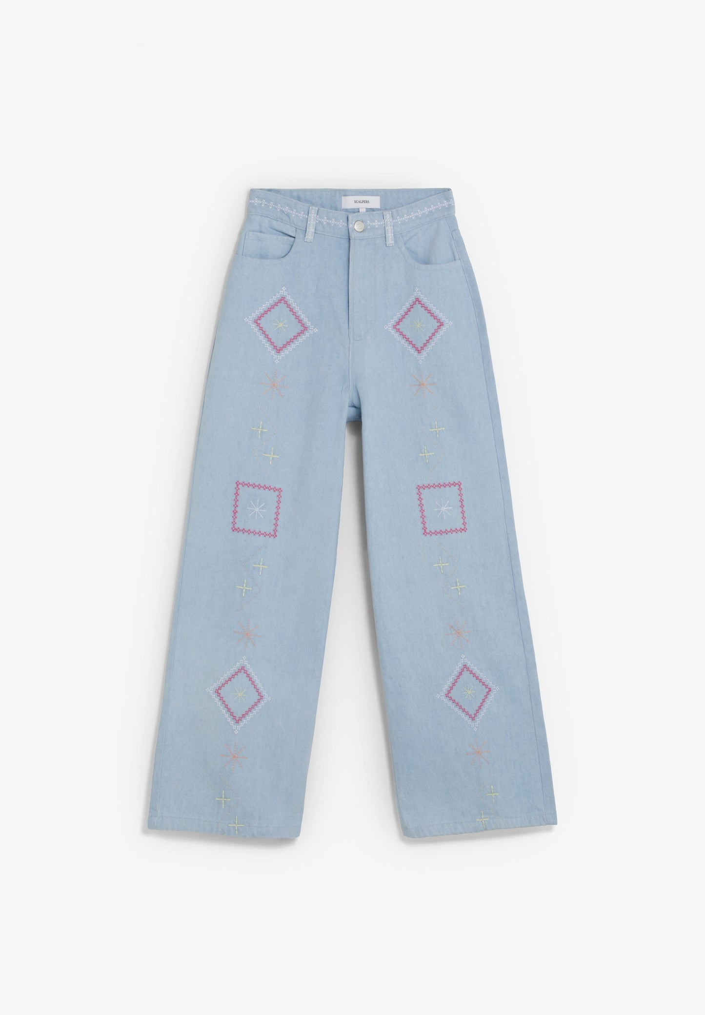 PANTALÓN DENIM WIDE LEG  BORDADOS