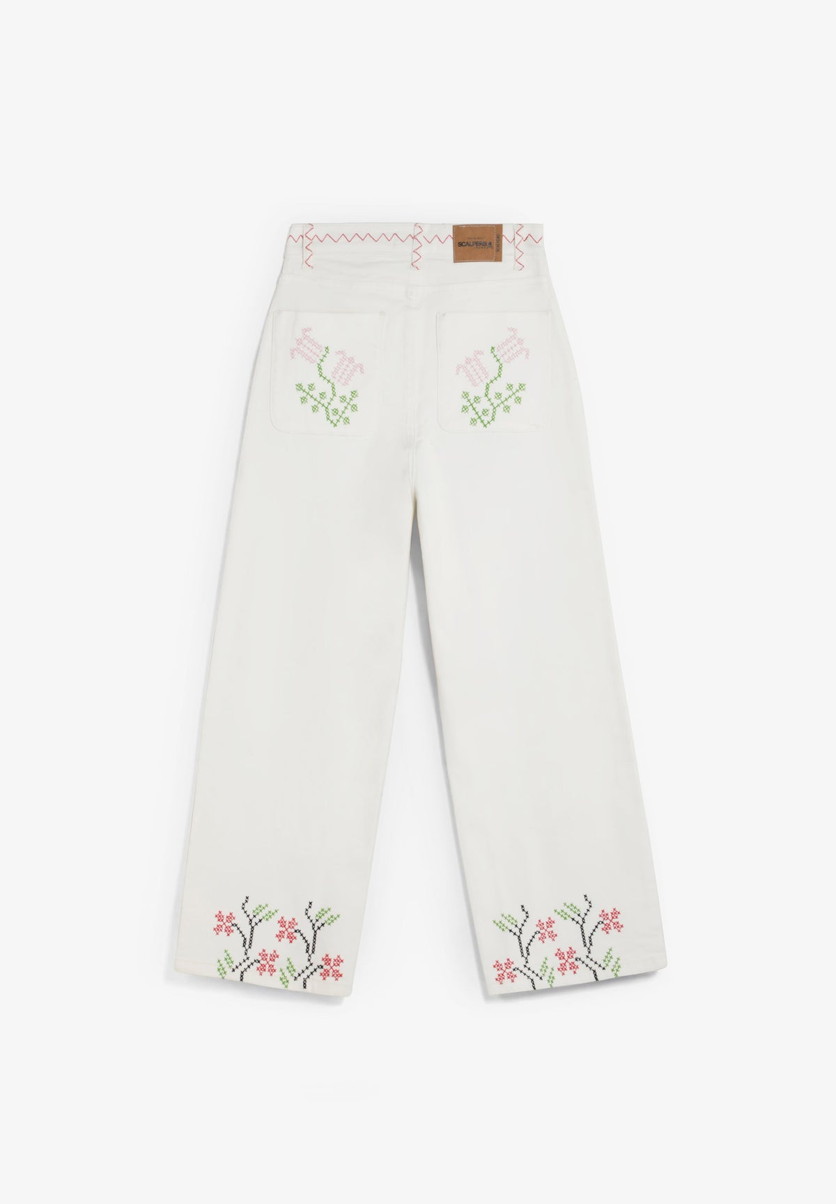 JEANS WIDE LEG BORDADOS FLORALES