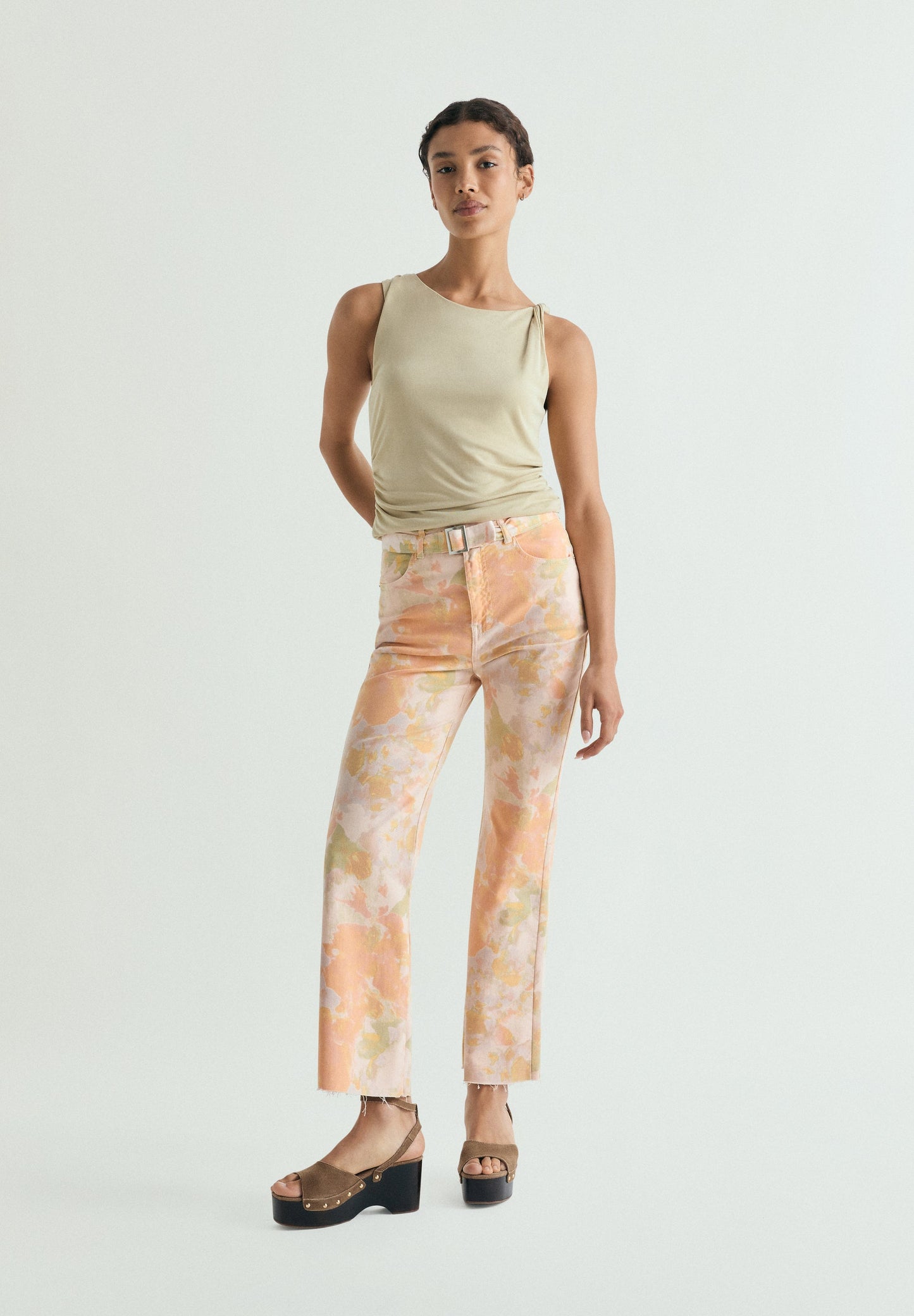 JEANS FLARE PRINT FLORAL