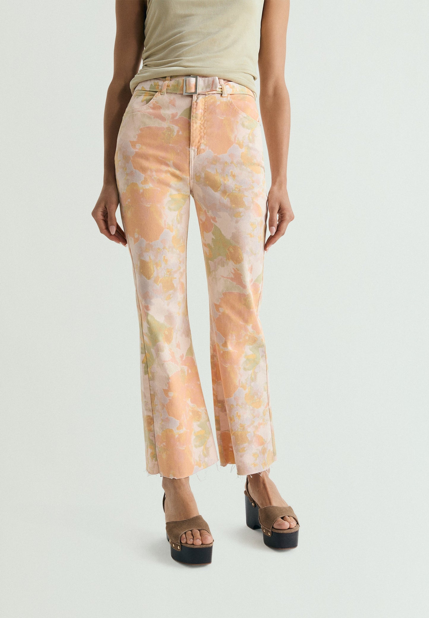 JEANS FLARE PRINT FLORAL