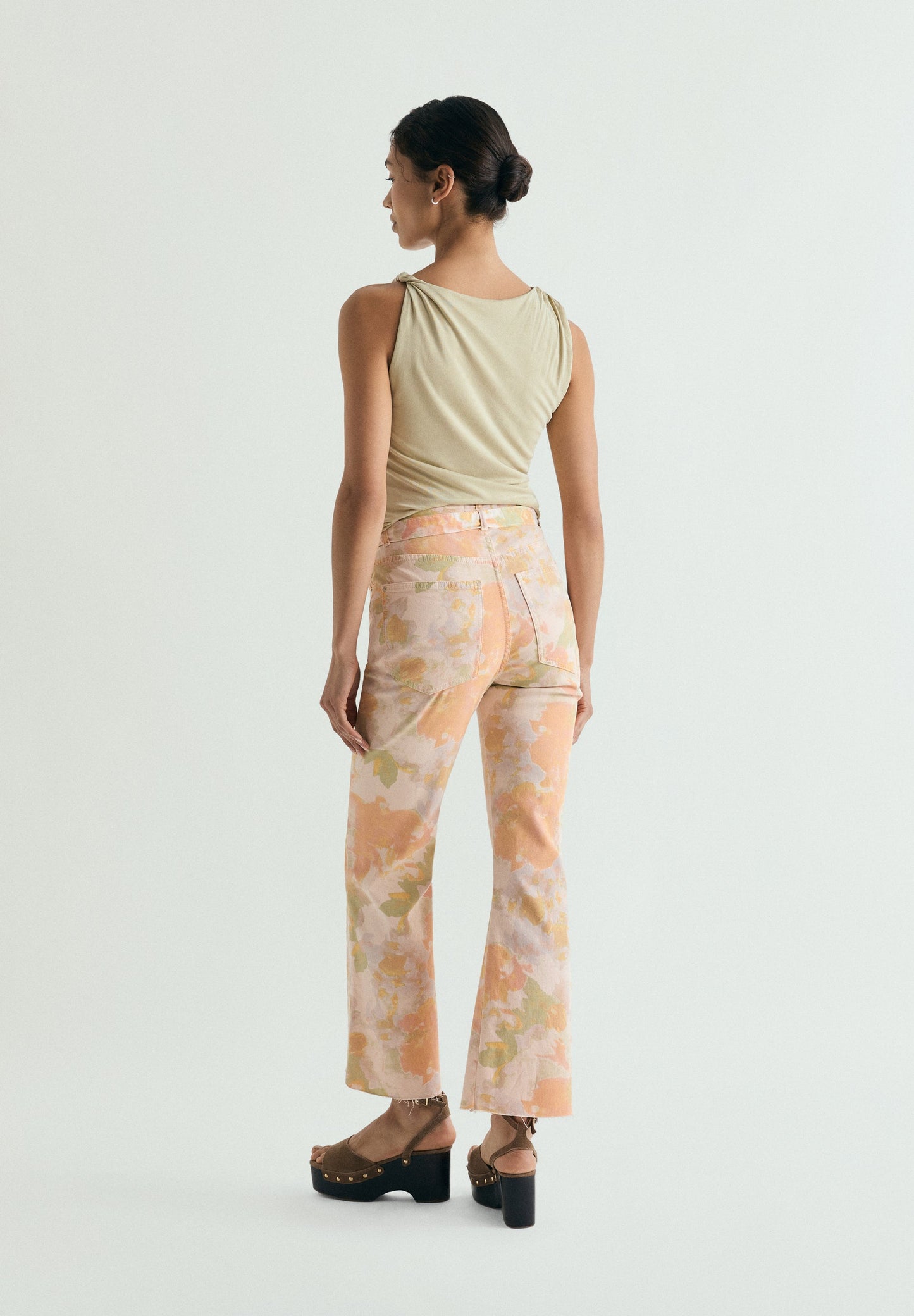 JEANS FLARE PRINT FLORAL