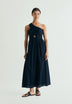 VESTIDO MIDI ASIMÉTRICO BORDADO
